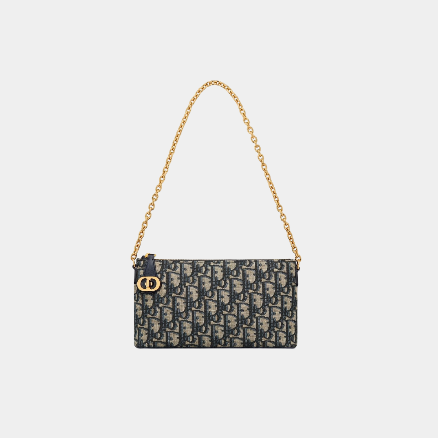 30 Montaigne Mini Bag with Chain Blue Oblique Jacquard