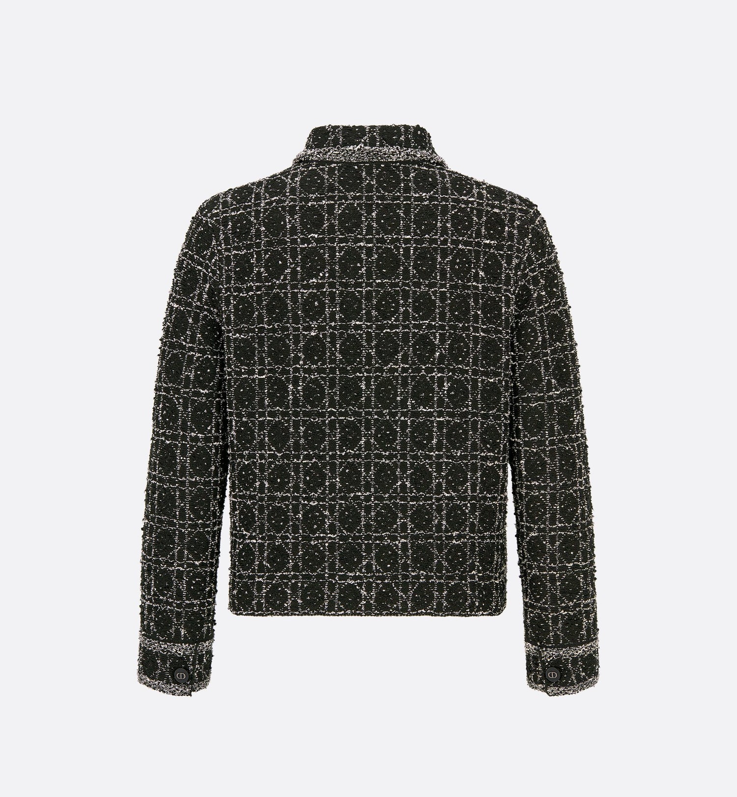 Macrocannage Jacket Black And White Technical Cotton Tweed