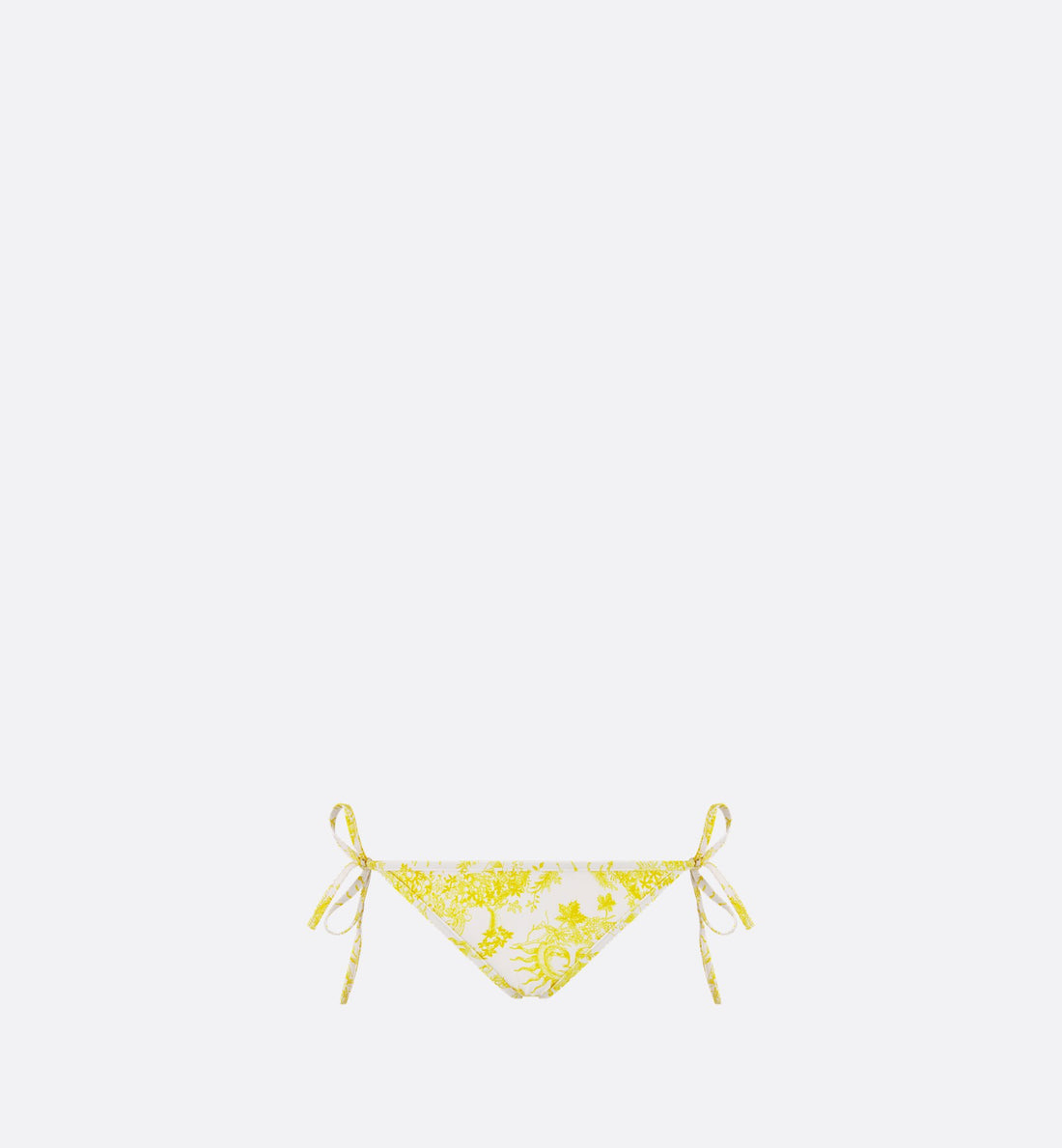 Dioriviera Bikini Bottom White And Lemon Yellow Technical Fabric With Toile De Jouy Soleil Motif