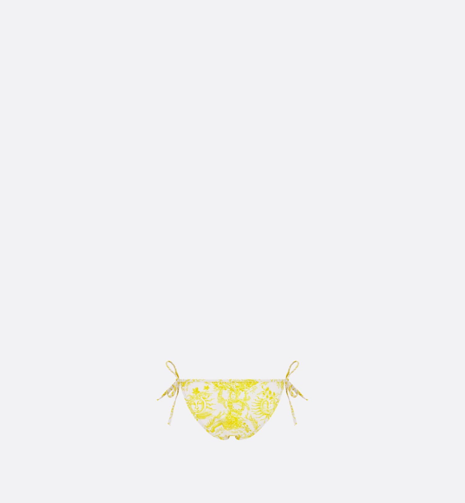 Dioriviera Bikini Bottom White And Lemon Yellow Technical Fabric With Toile De Jouy Soleil Motif