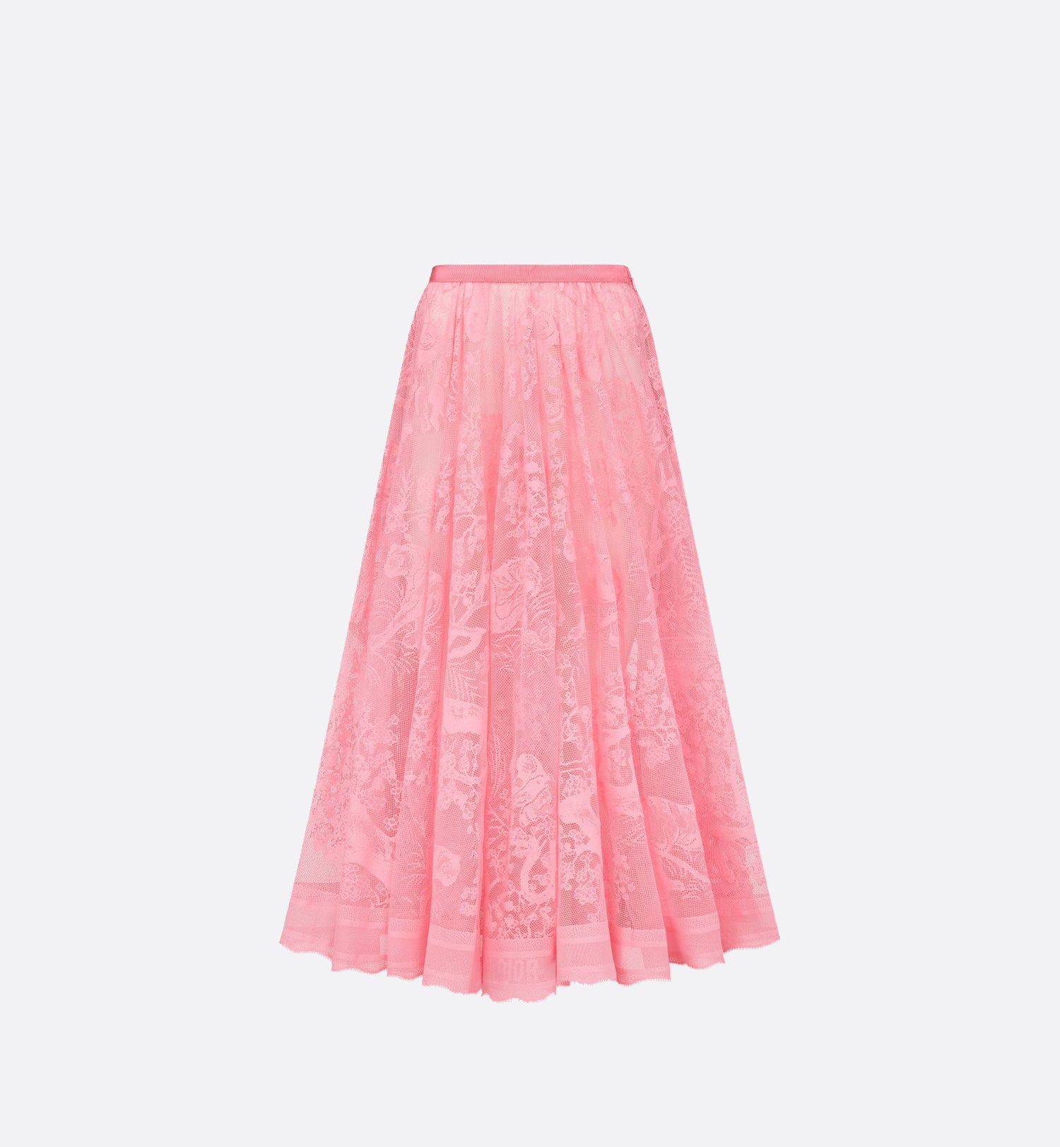 Dioriviera Flared Mid Length Skirt Candy Pink Technical Cotton Lace