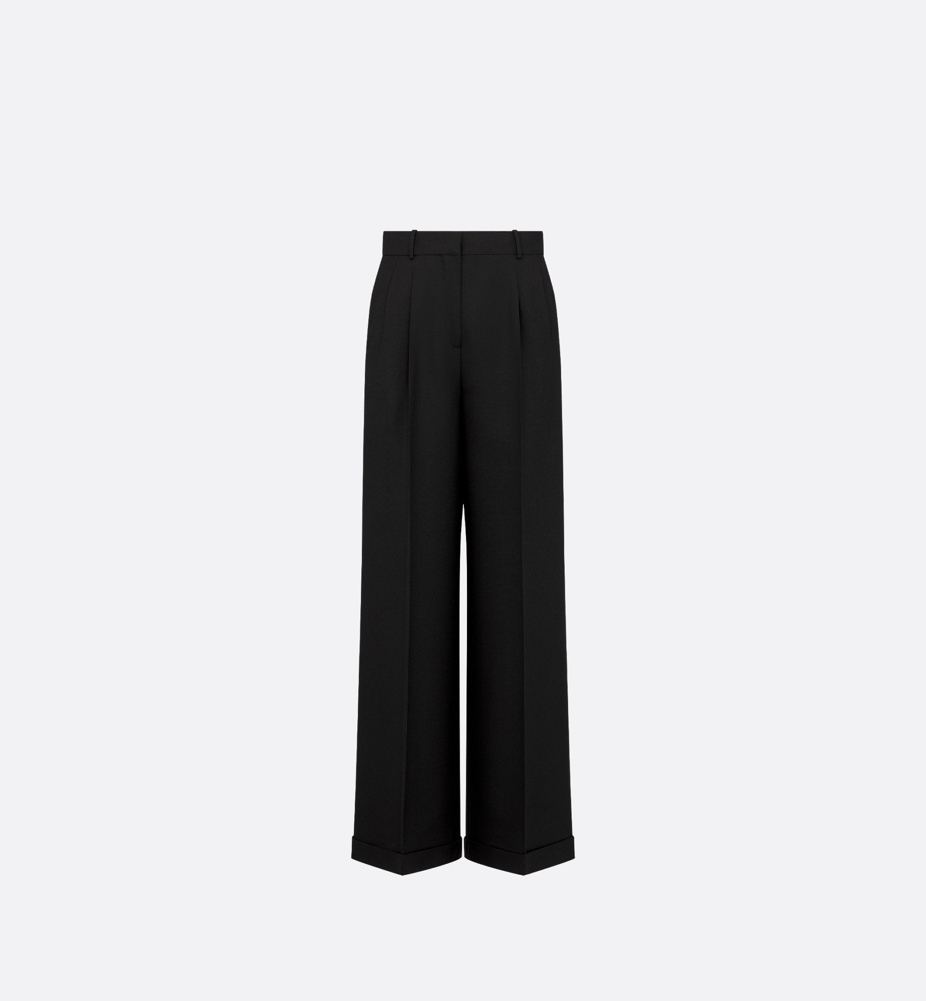 Wide Leg Pants Black Wool And Mohair