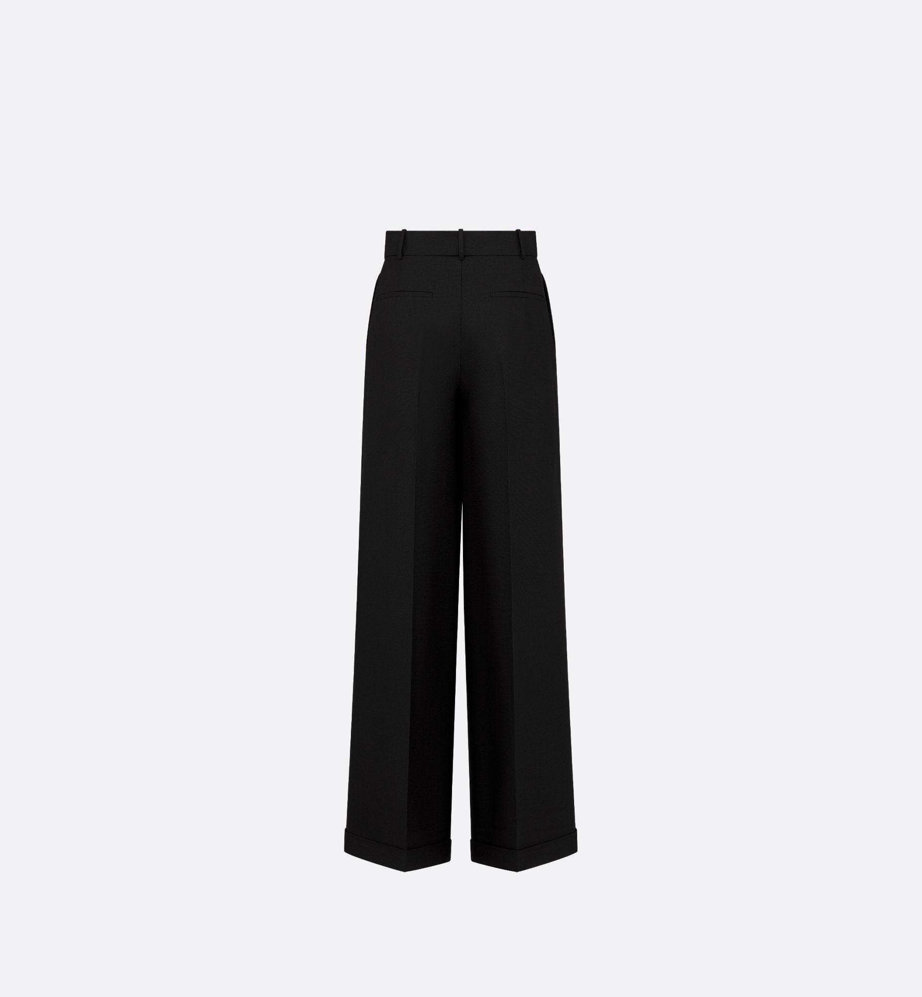 Wide Leg Pants Black Wool And Mohair