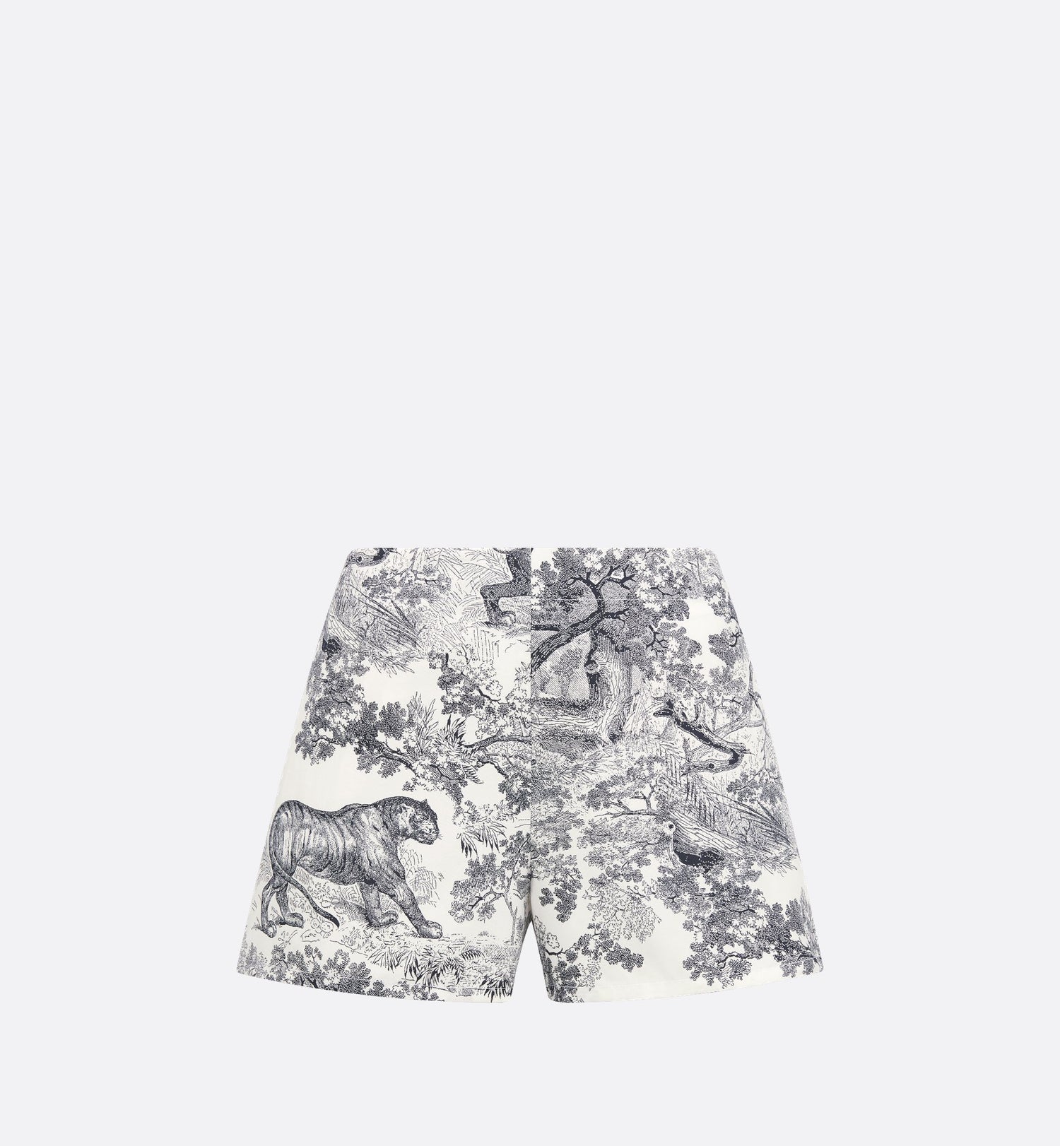 Dioriviera Shorts White And Navy Blue Cotton And Silk Poplin With Toile De Jouy Sauvage Motif