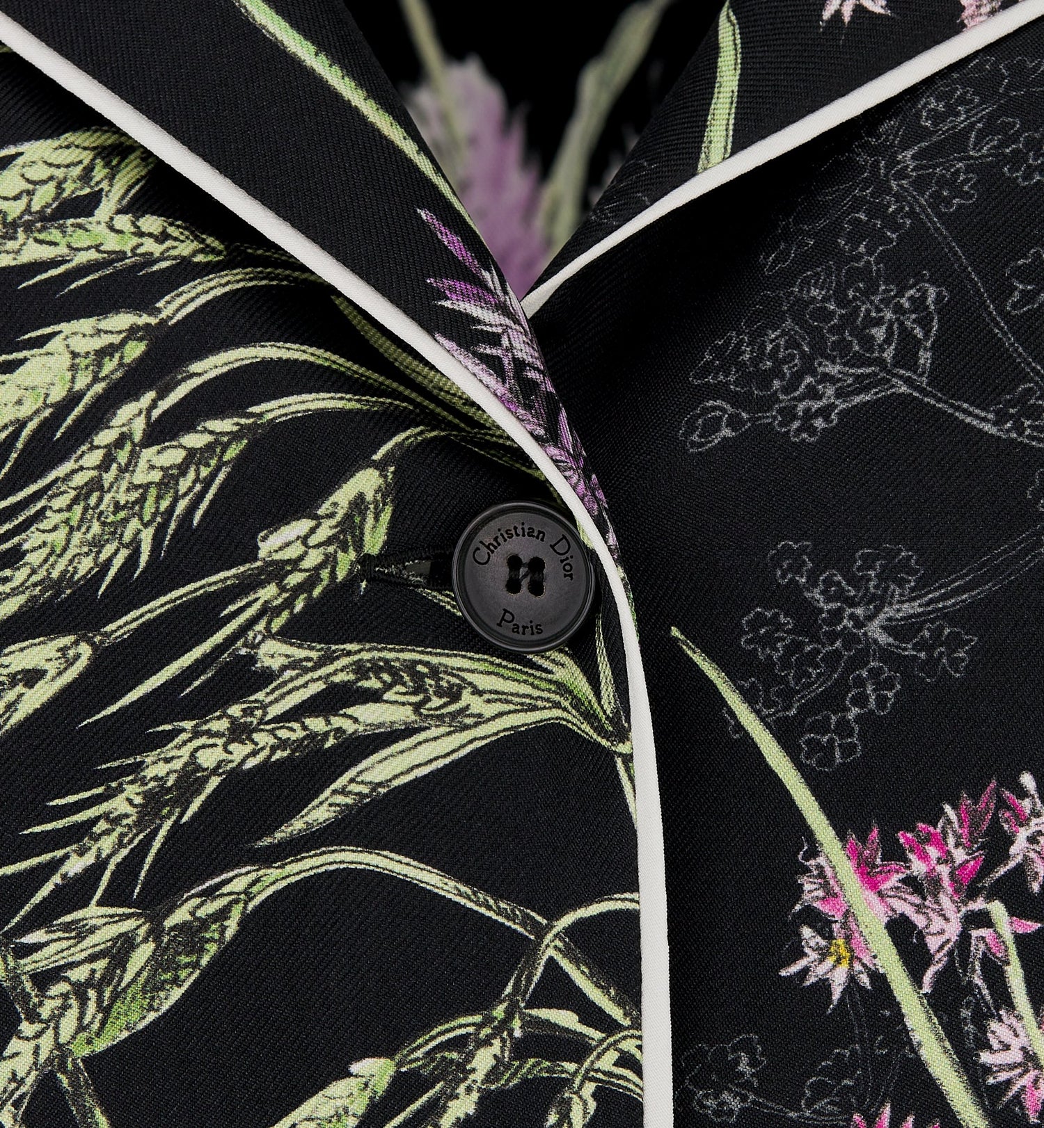 Shirt Black Silk Twill With Multicolor Dior Herbarium Motif