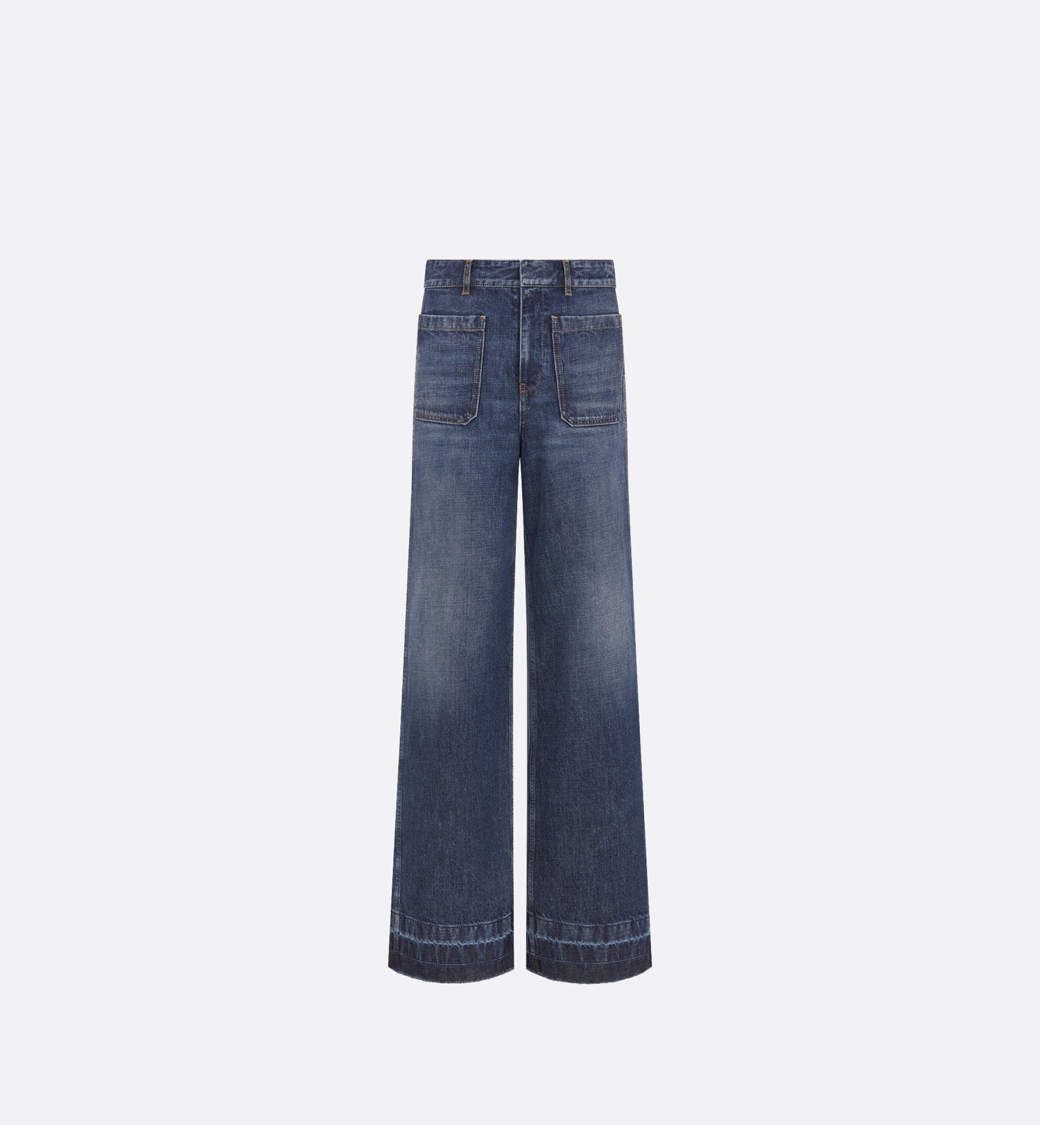 Flared Jeans Blue Stonewashed Cotton Denim