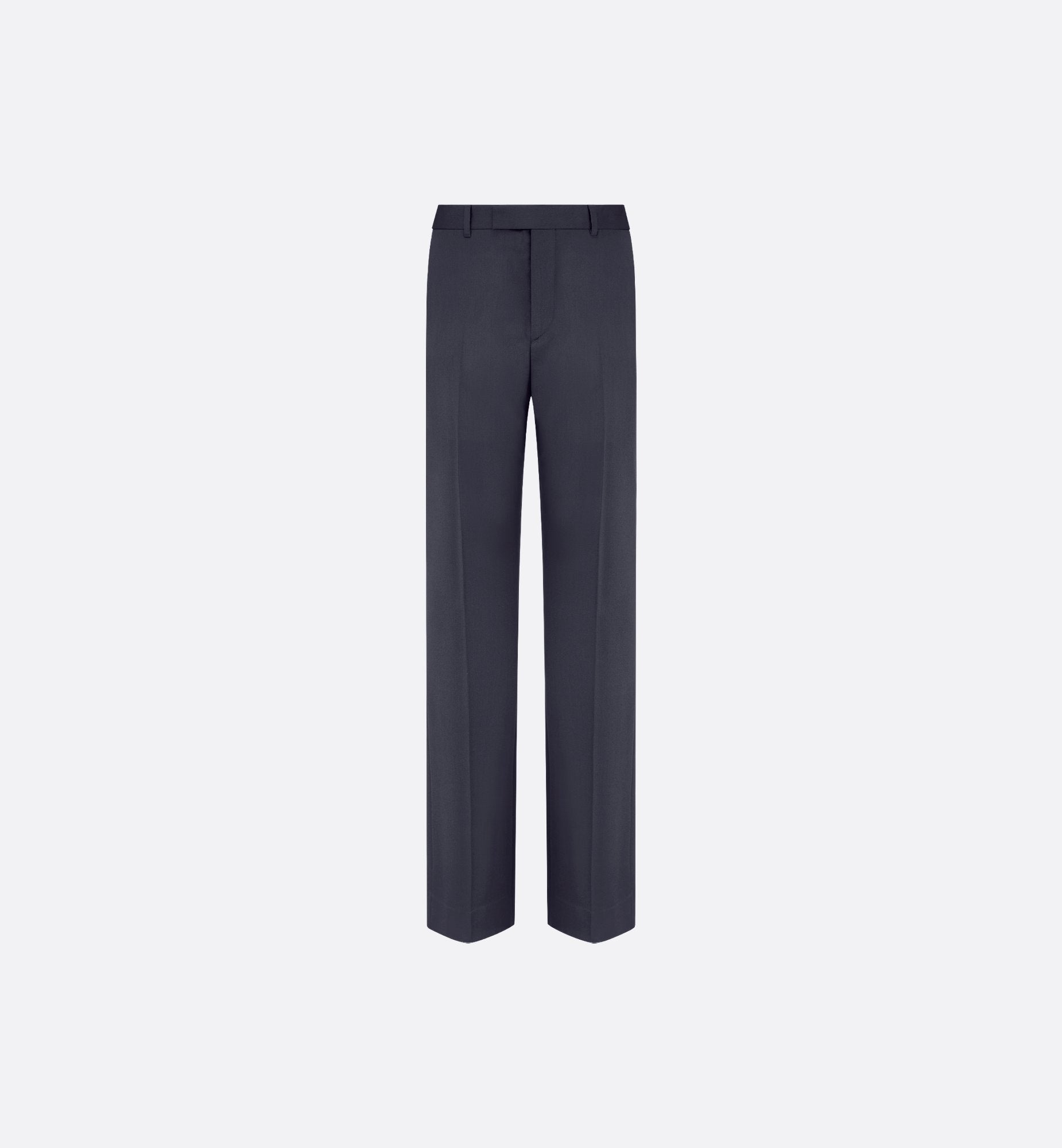 Flared Pants Navy Blue Virgin Wool Twill