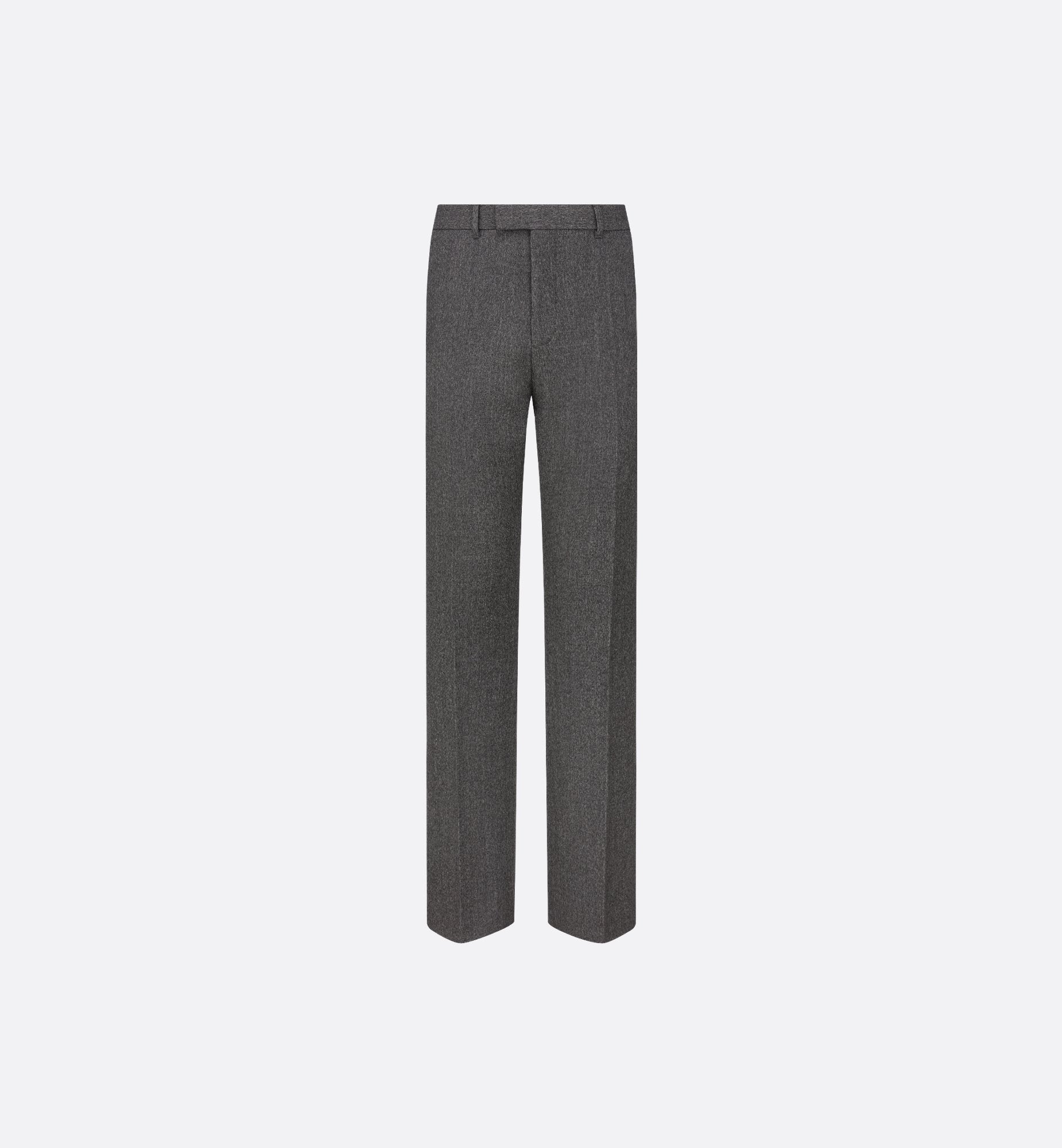 Flared Pants Gray Virgin Wool And Silk