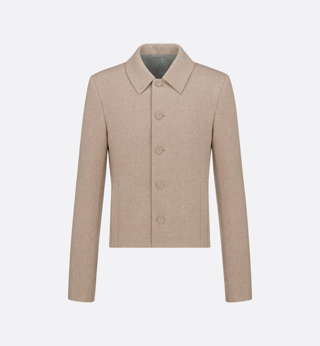 Cropped Jacket Beige Felted Cashmere And Virgin Wool