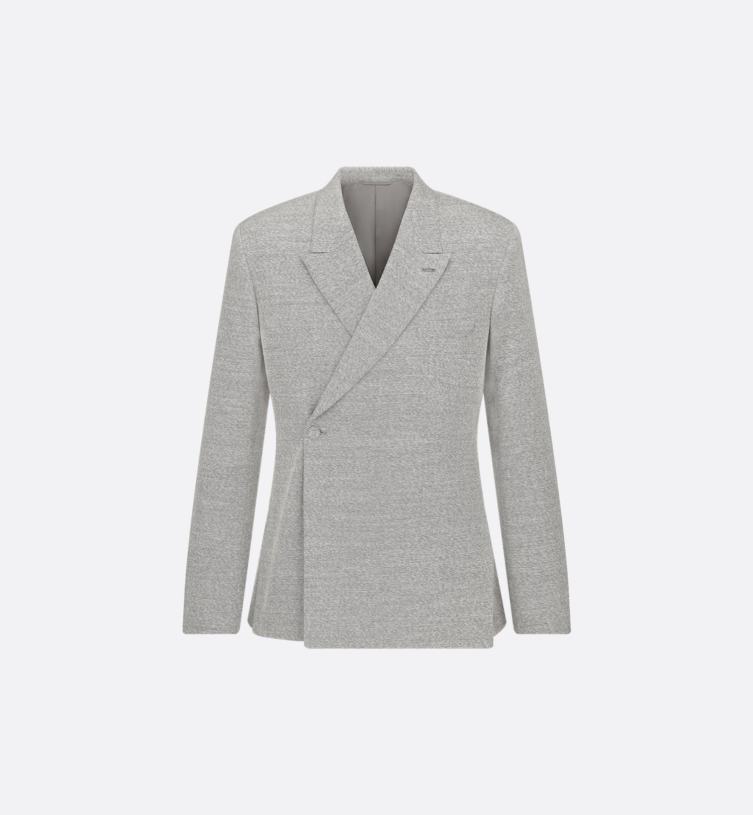 Jacket With Oblique Closure Gray Virgin Wool Twill