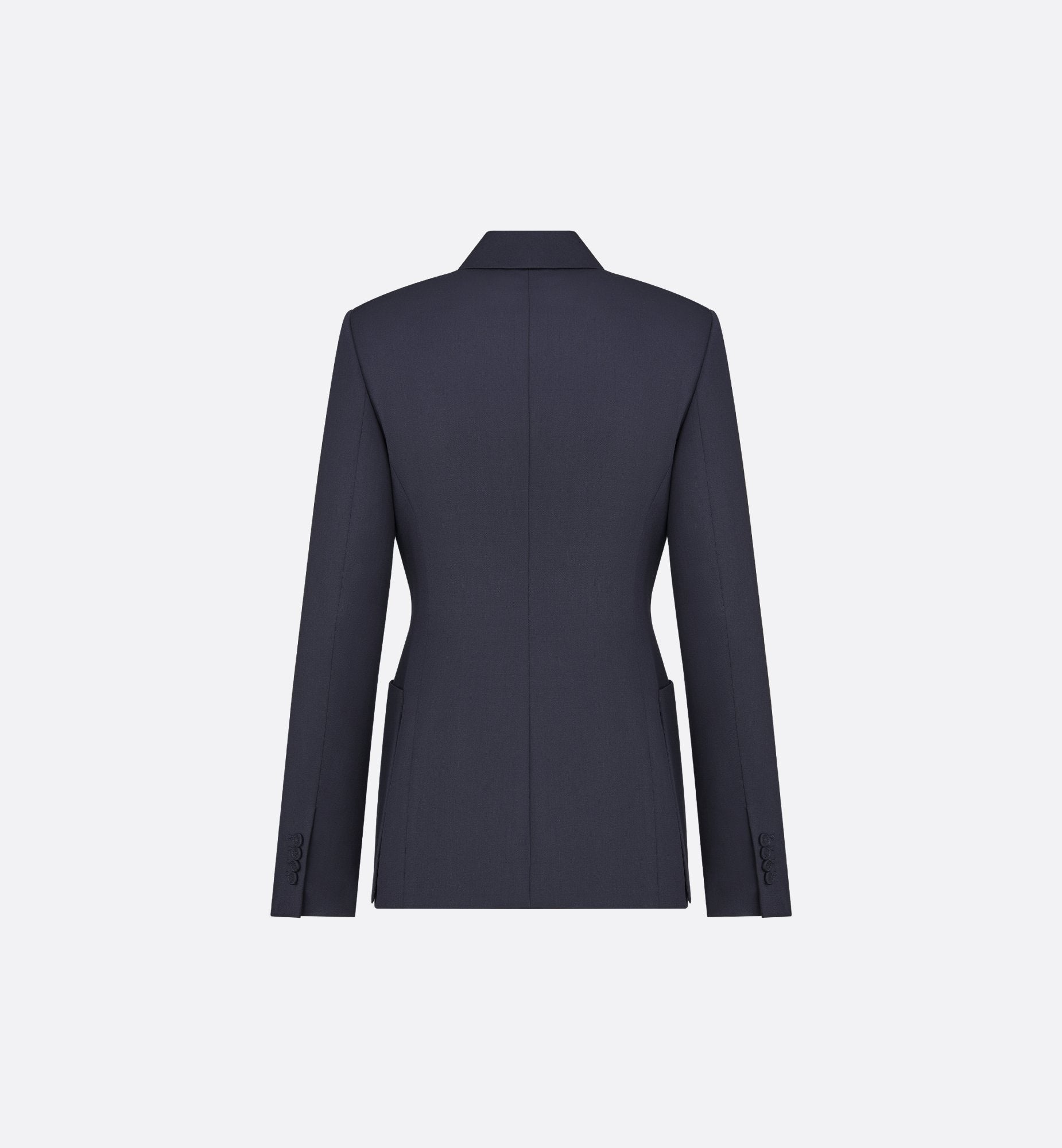 Bar Jacket With Oblique Closure Navy Blue Virgin Wool Twill