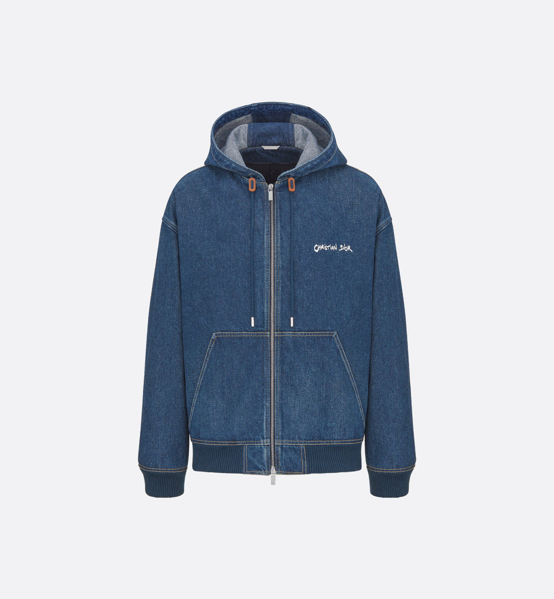 Cd Tag Hooded Jacket Blue Cotton Denim