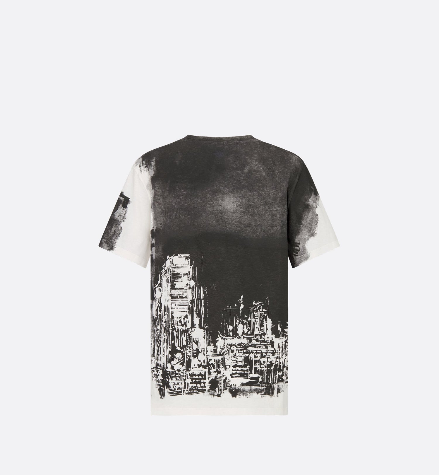 T Shirt Black And White Cotton And Linen Jersey With New York Motif