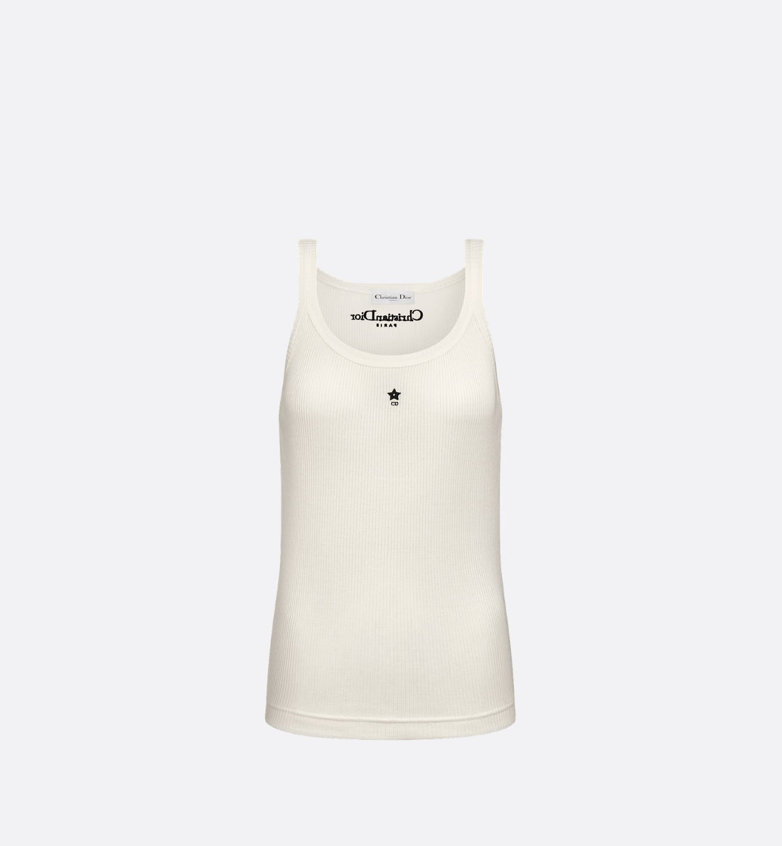 Dioriviera Tank Top Ecru Cotton Ribbed Jersey