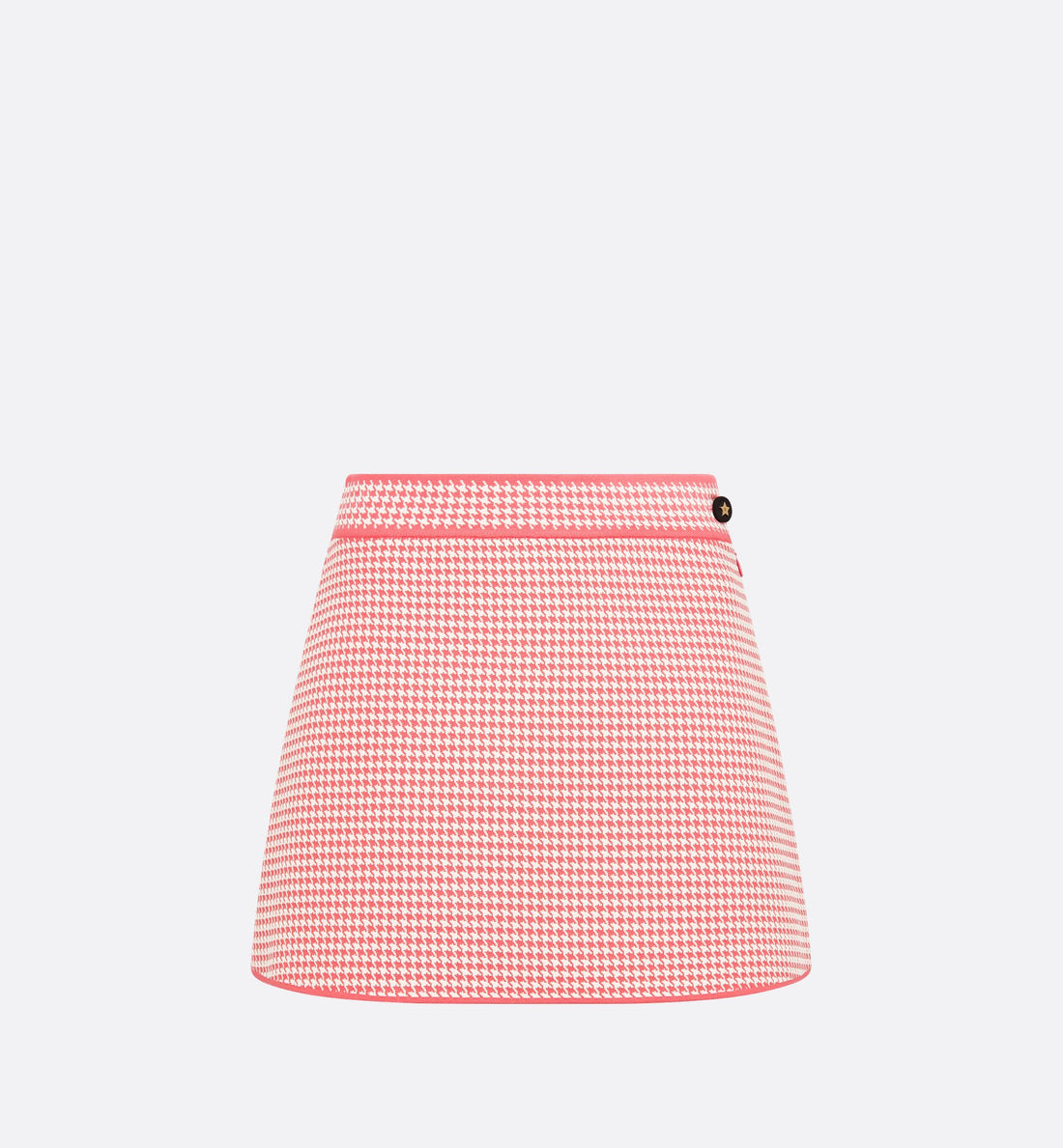 Dioriviera Flared Miniskirt White And Candy Pink Houndstooth Technical Knit