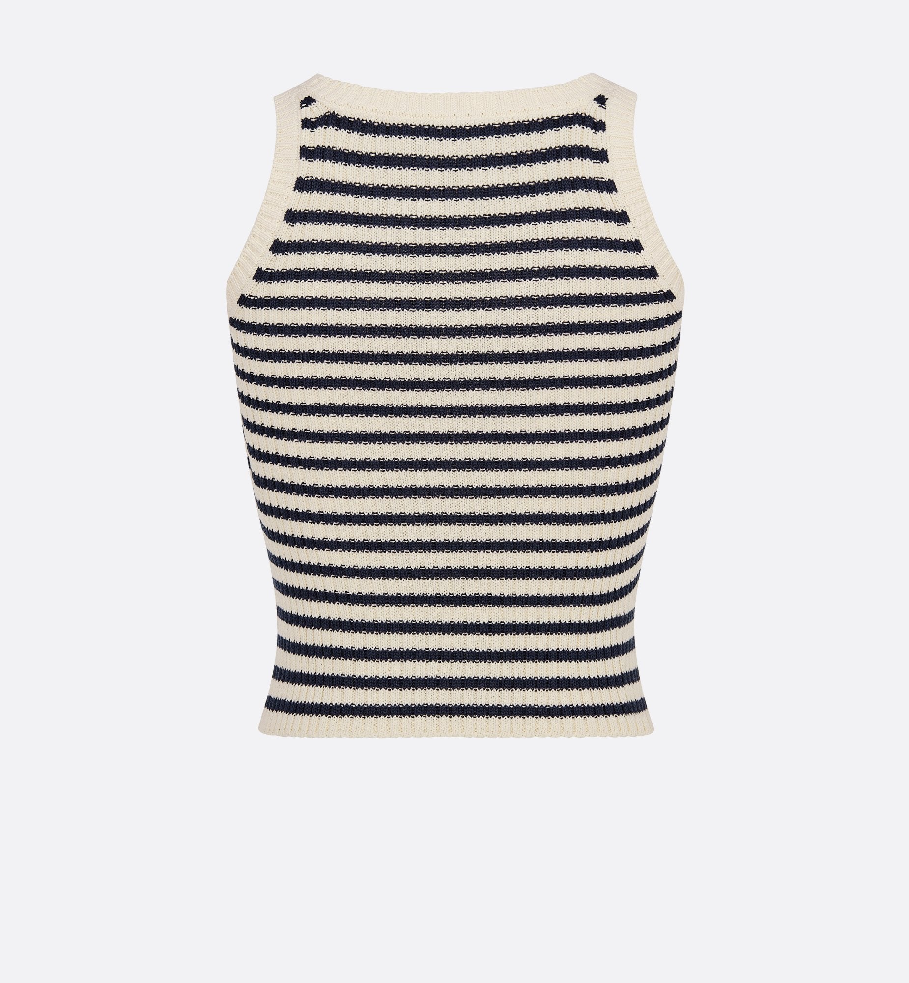 Dioriviera Twinset White And Navy Blue Cotton Ribbed Knit With Dior Marinière Motif