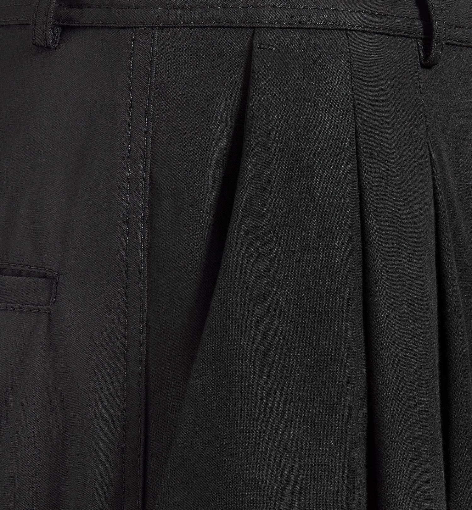 Wide Leg Pants Black Cotton Gabardine