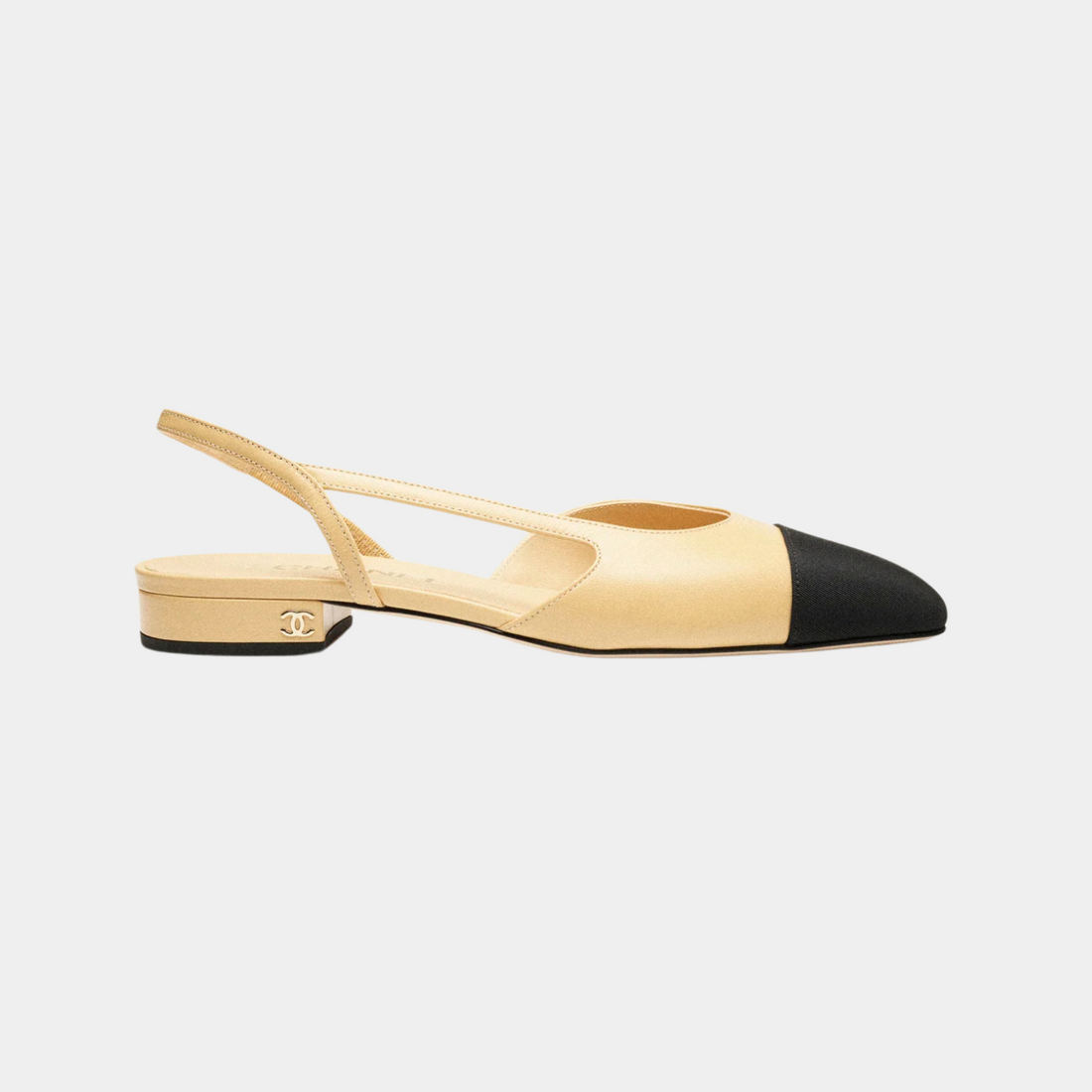 Low Slingback Goatskin And Grosgrain Beige And Black