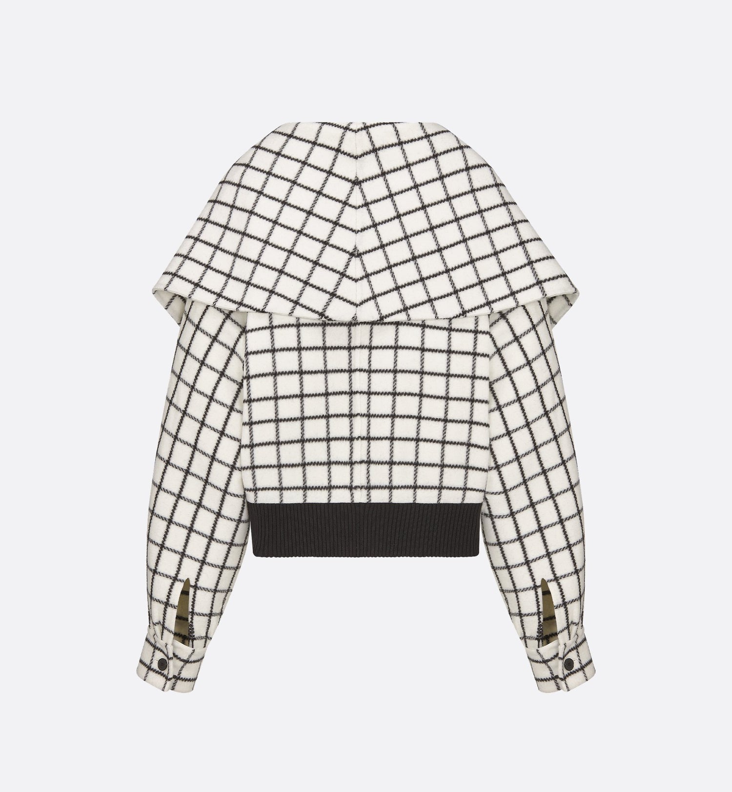 Bomber Jacket With Oversized Collar White And Black Double-Sided Check&