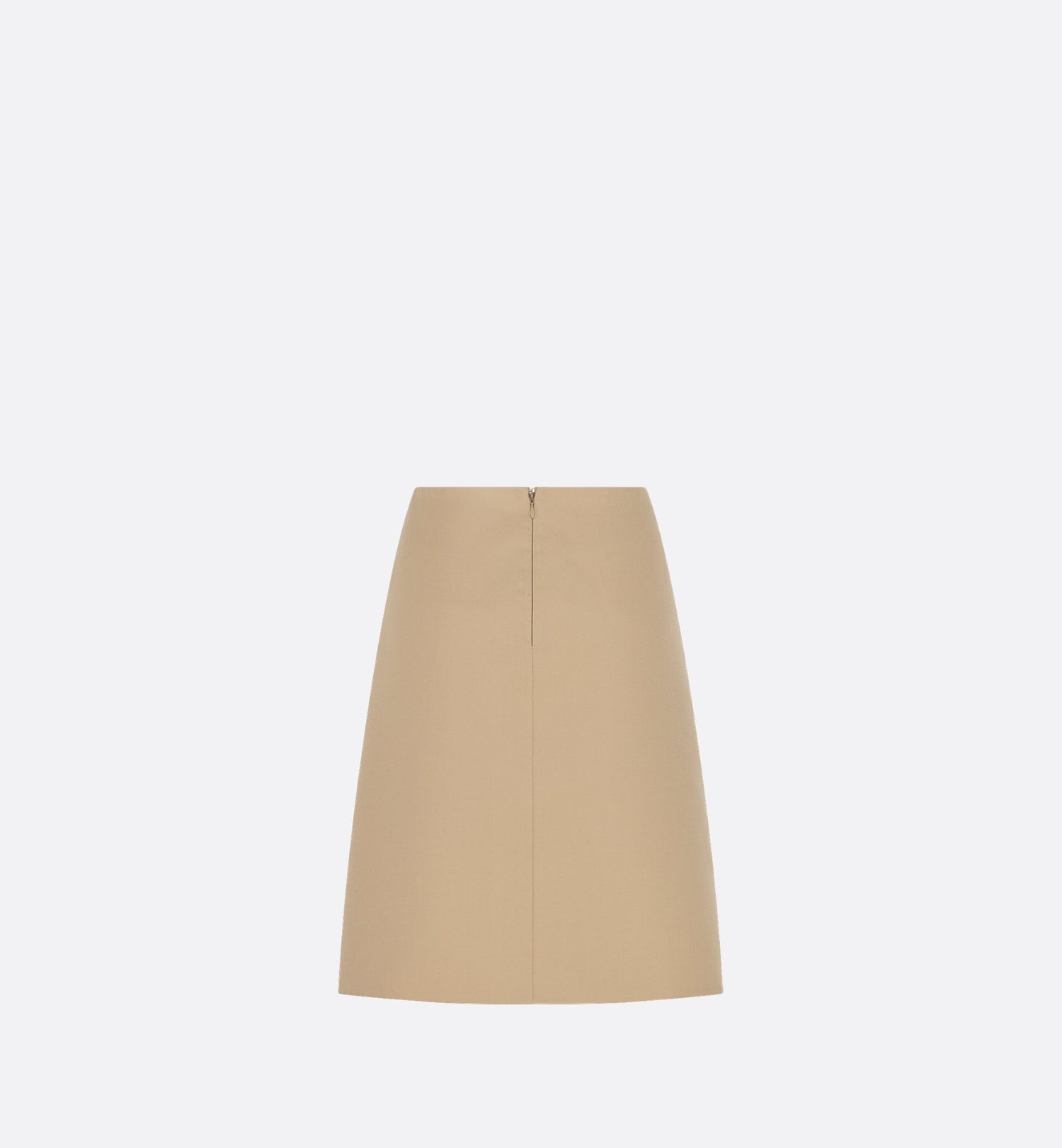 Straight Skirt Beige Virgin Wool And Silk Gabardine