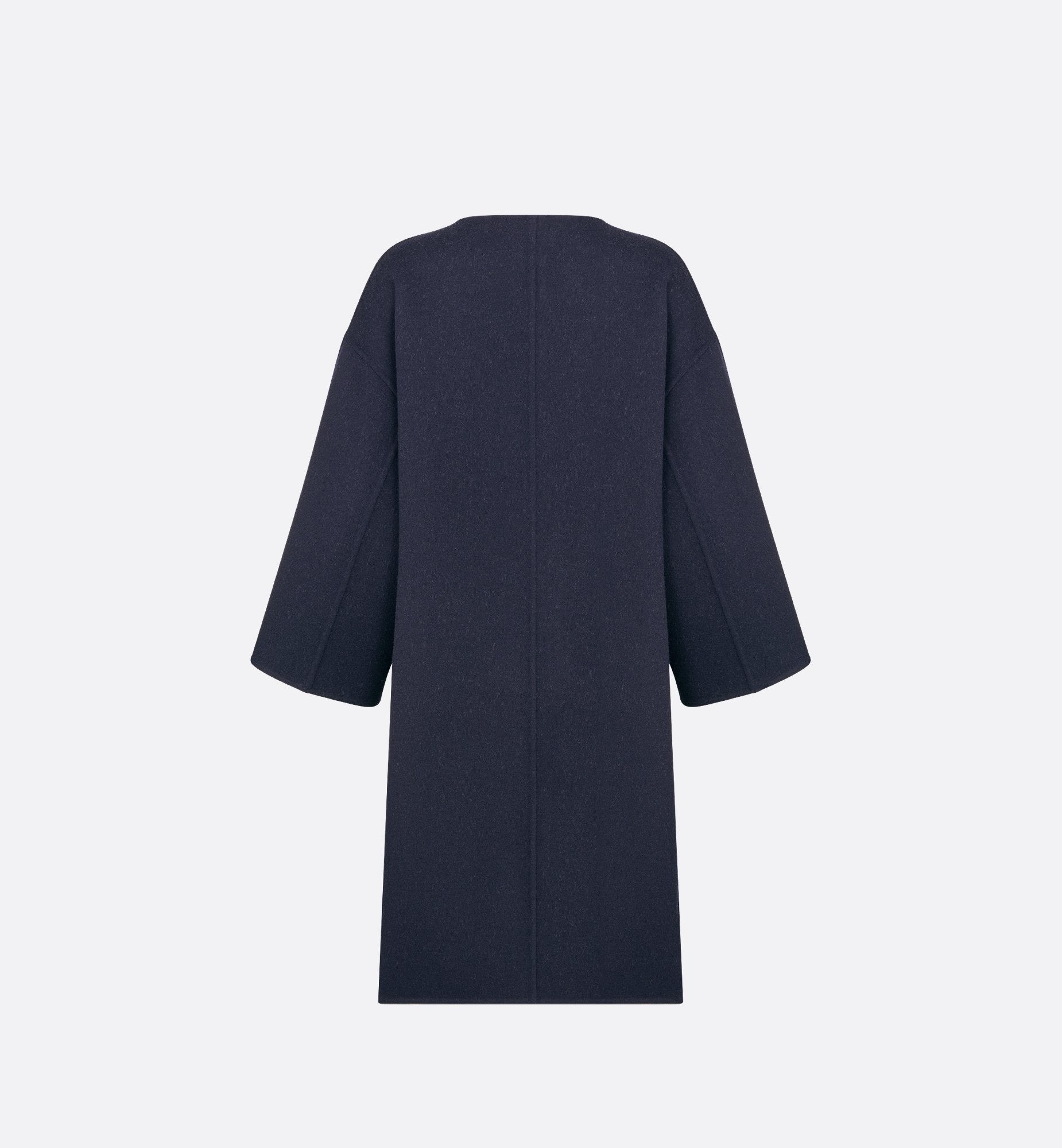 Coat With Belt Navy Blue Double Sided Virgin Wool And Silk With Miss Dior Allover Interior