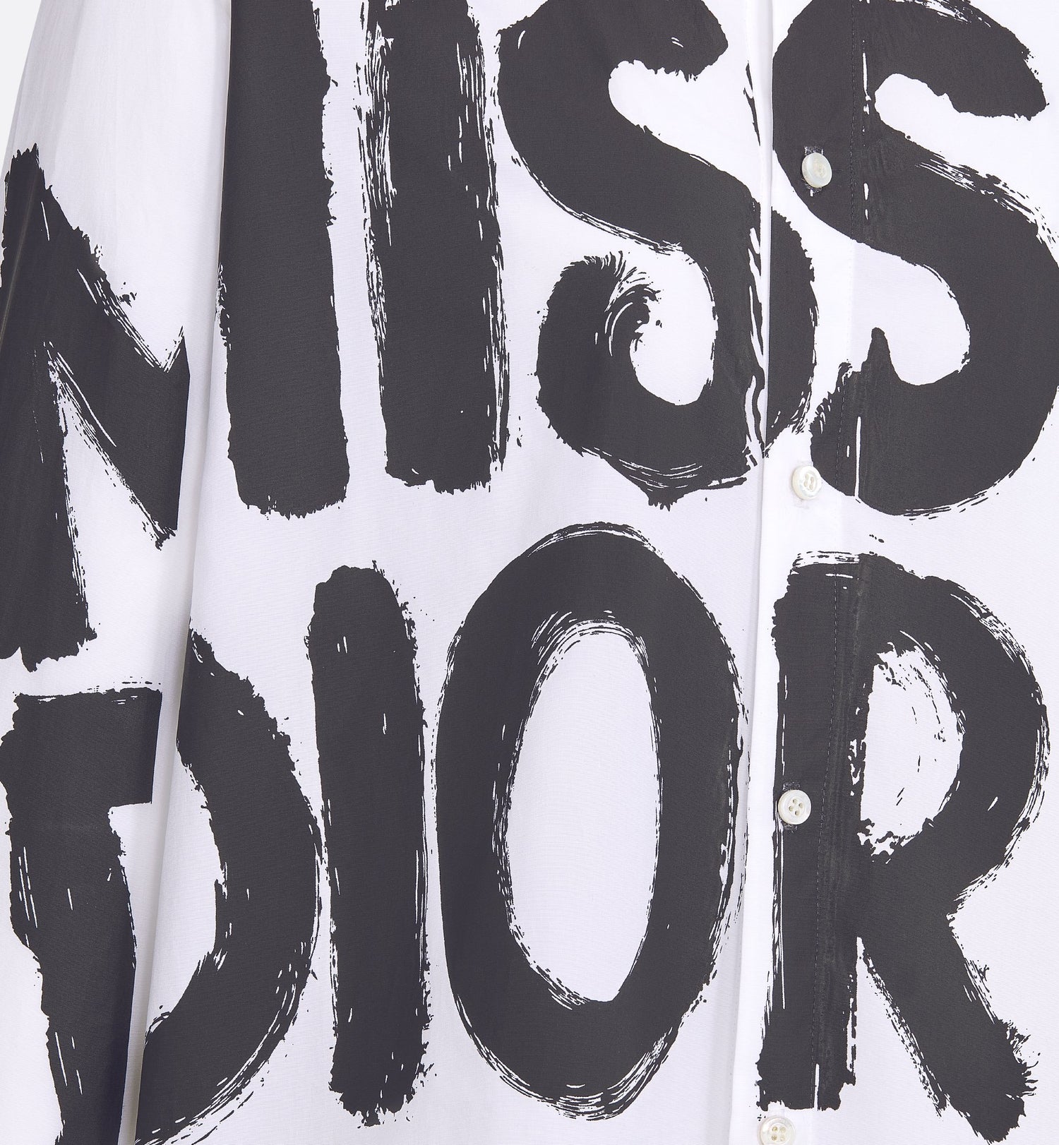 Blouse White Cotton And Silk Poplin With Black Miss Dior Graffiti Motif