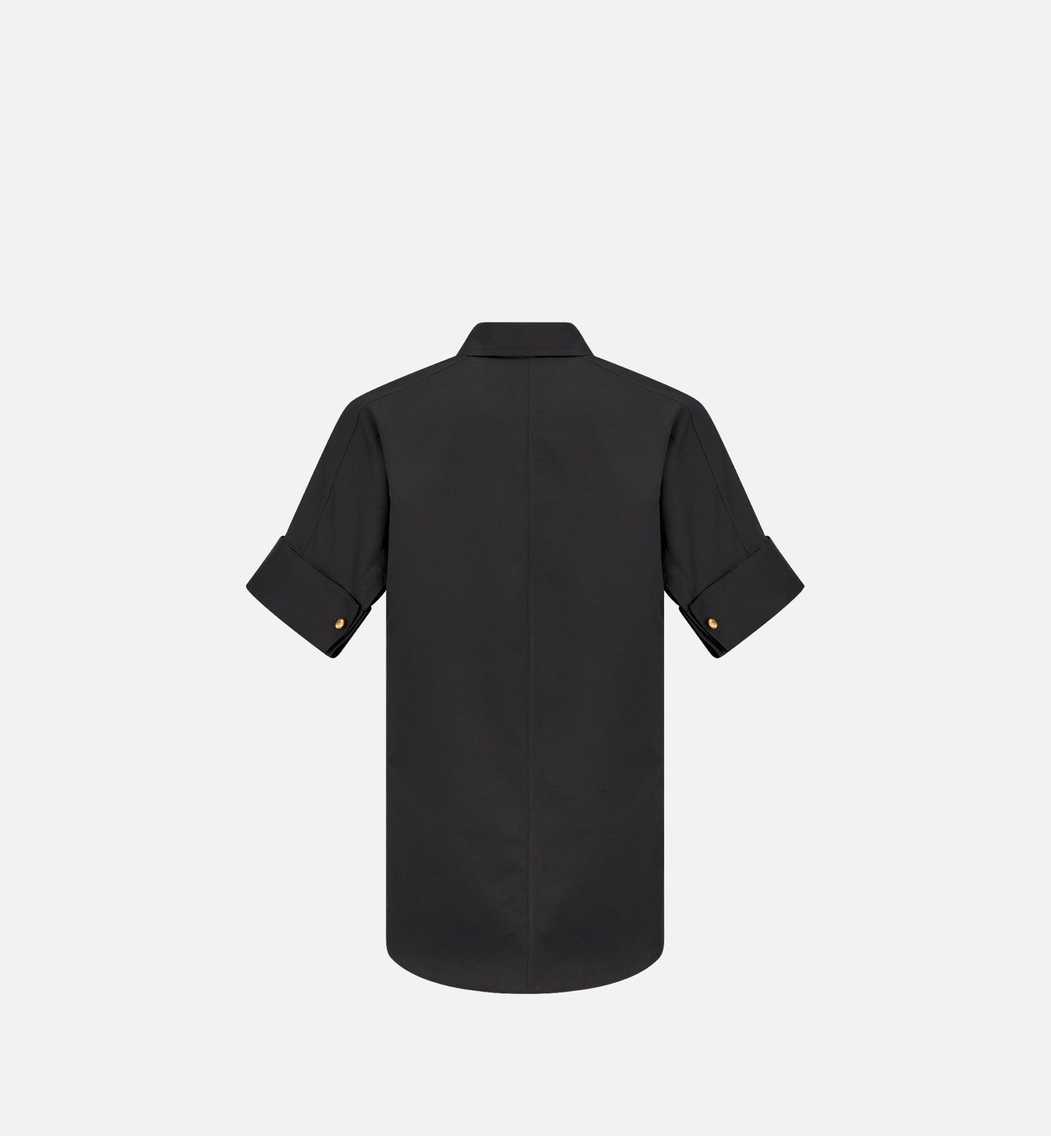 Short Sleeved Blouse Black Cotton Poplin