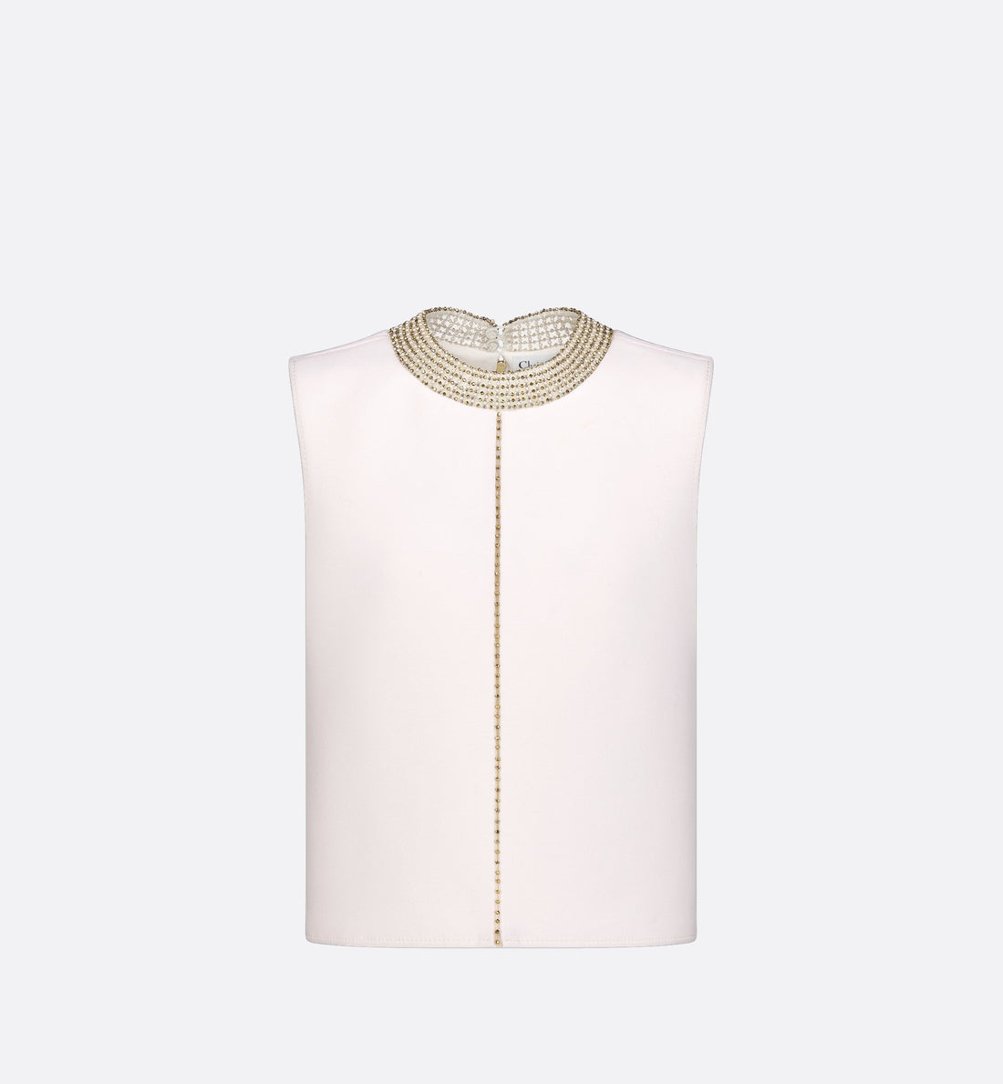 Embroidered Top White Wool And Silk