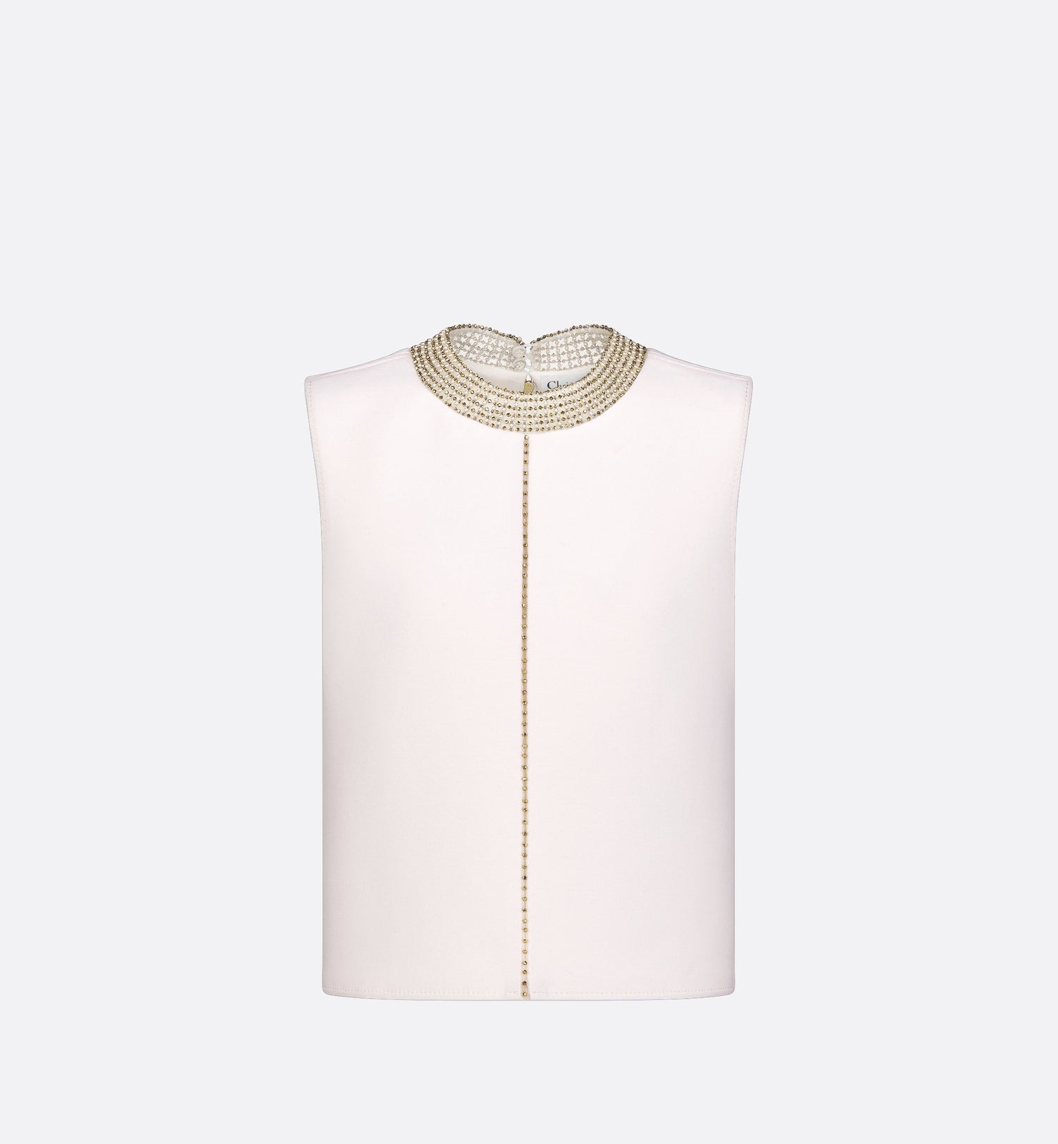 Embroidered Top White Wool And Silk