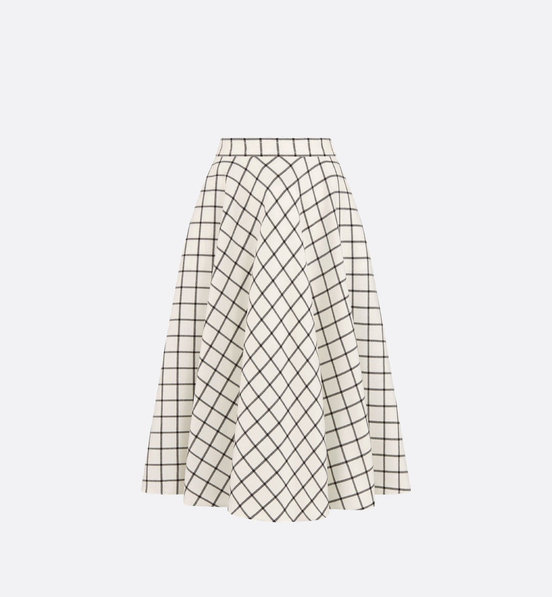 Flared Skirt White And Black Check N Dior Virgin Wool