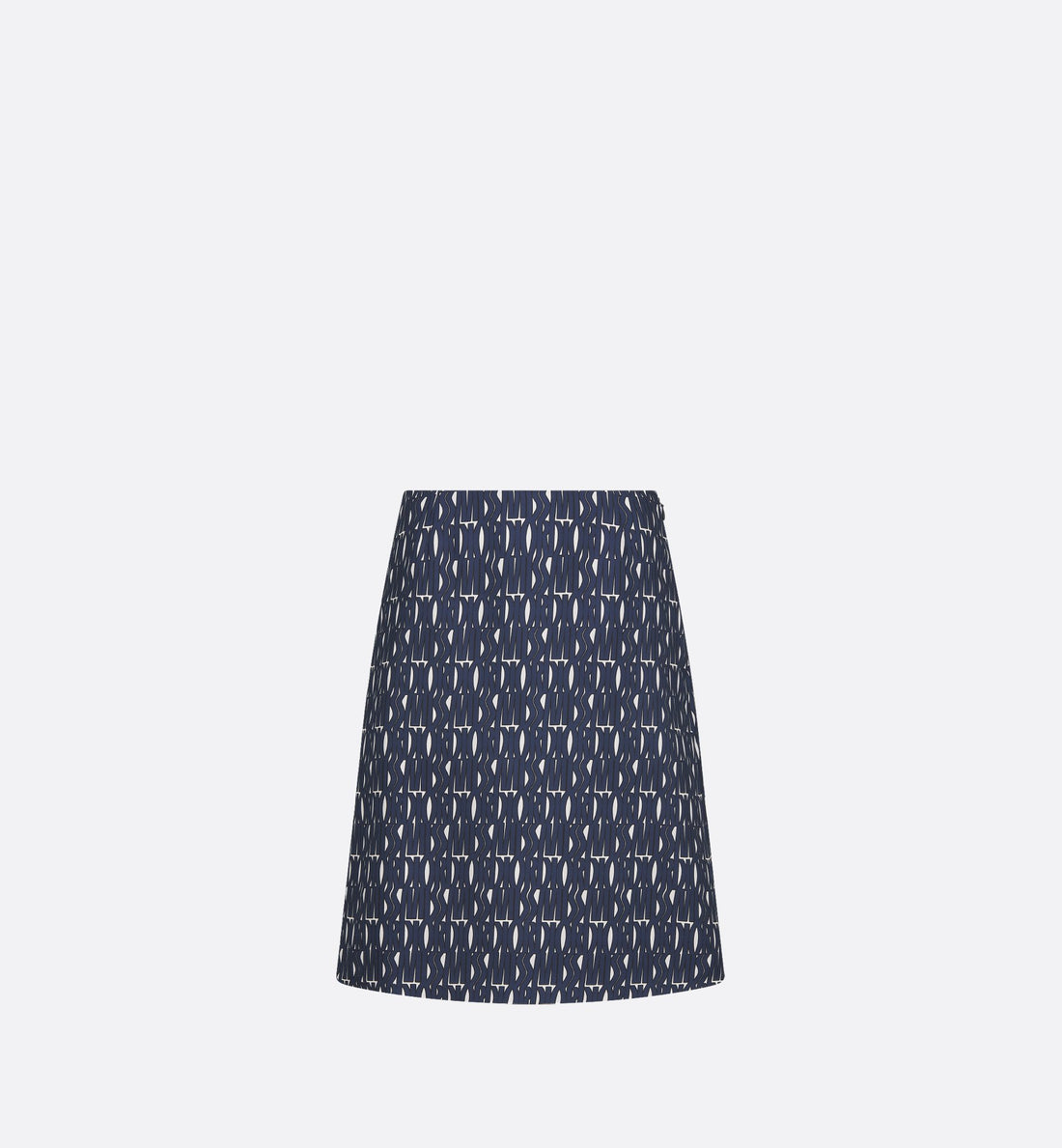 Skirt White Silk Twill With Navy Blue Miss Dior Allover Motif