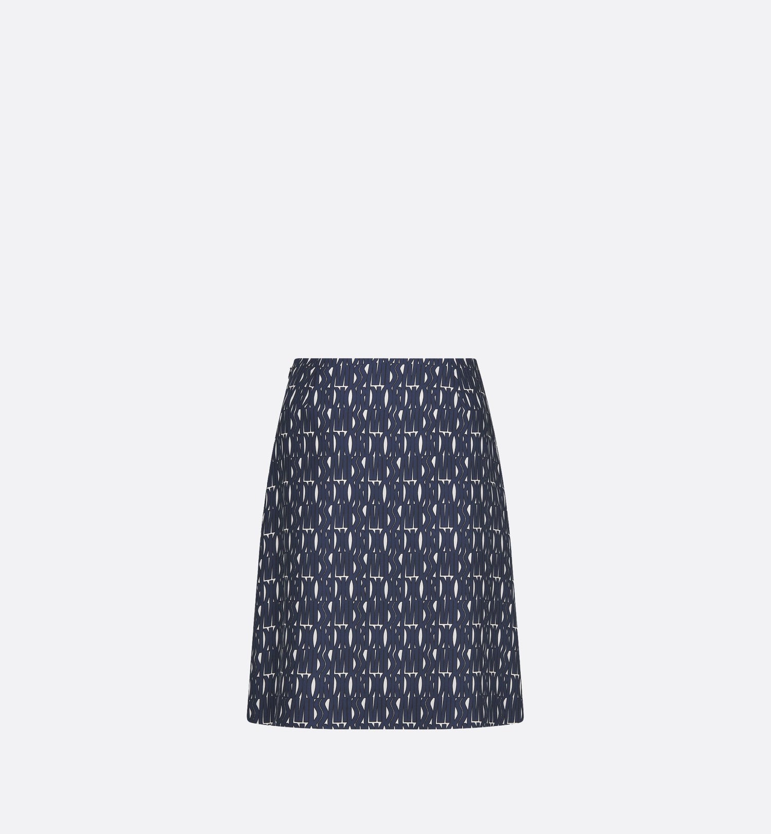 Skirt White Silk Twill With Navy Blue Miss Dior Allover Motif