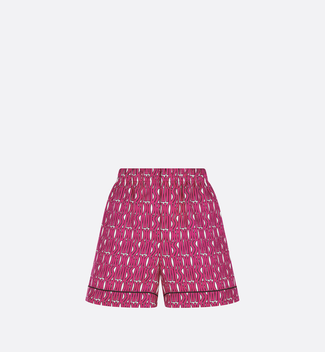 Shorts White Silk Twill With Fuchsia Miss Dior Allover Motif