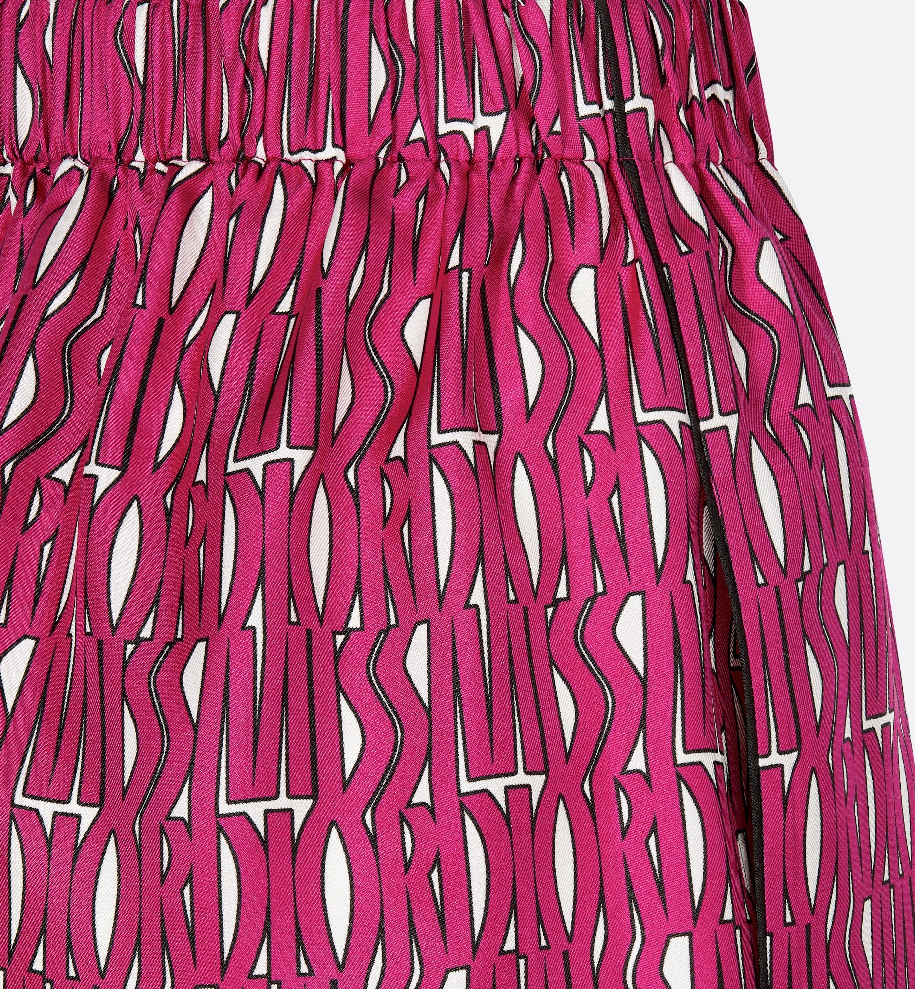 Shorts White Silk Twill With Fuchsia Miss Dior Allover Motif