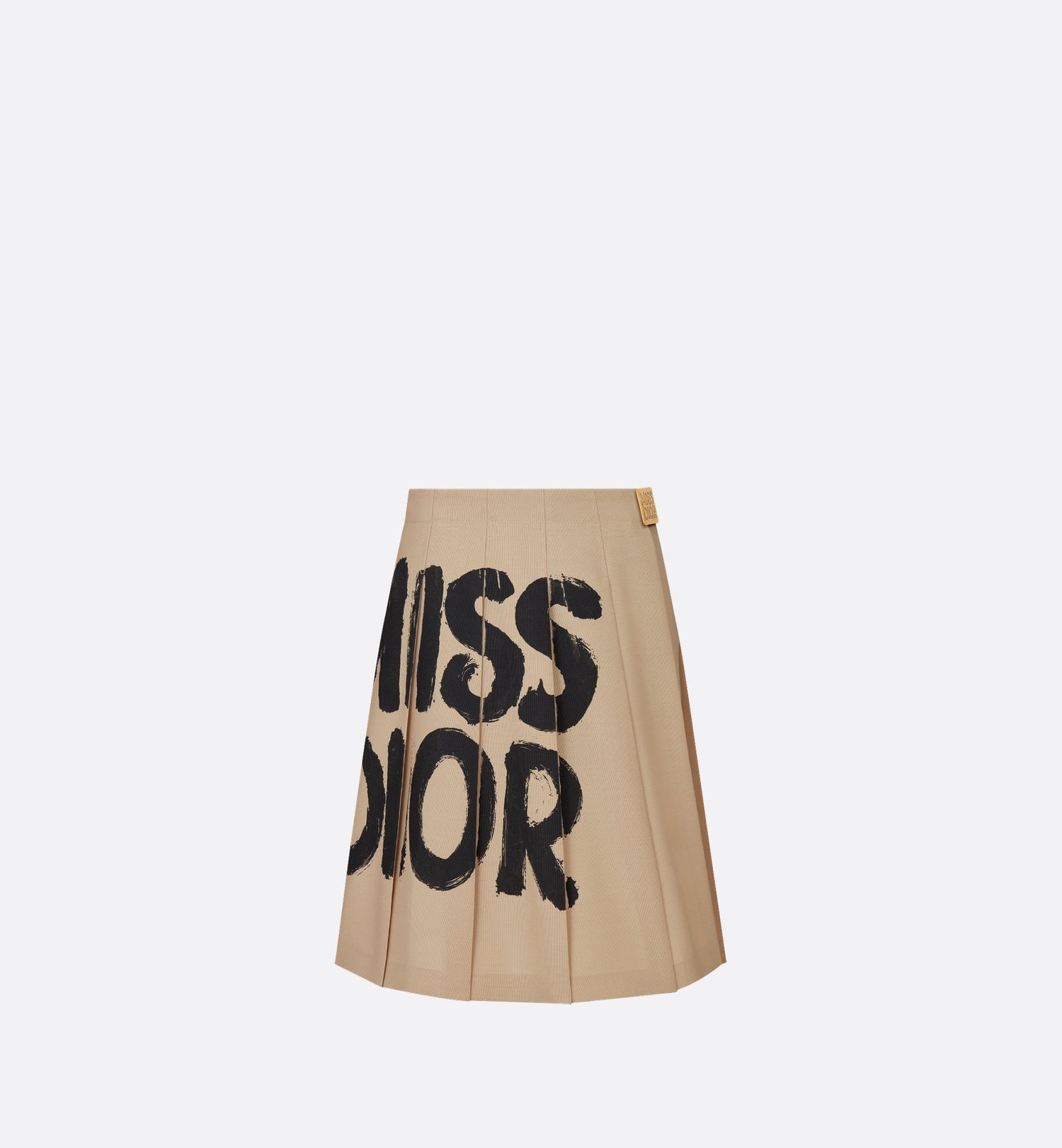 Wrap Skirt With Integrated Shorts Beige Virgin Wool And Mohair With Black Miss Dior Graffiti Motif