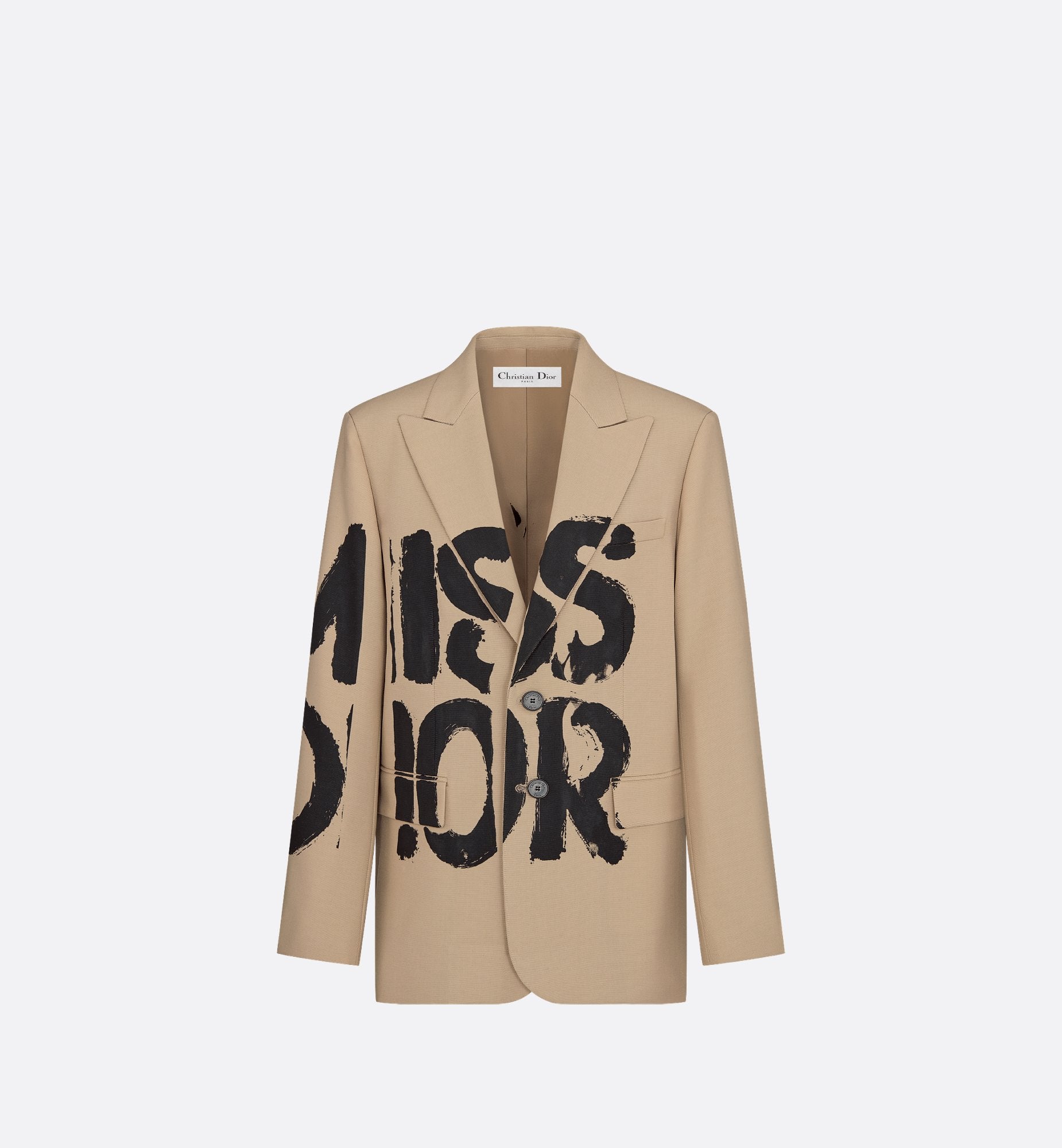 Blazer Beige Virgin Wool And Mohair With Black Miss Dior Graffiti Motif