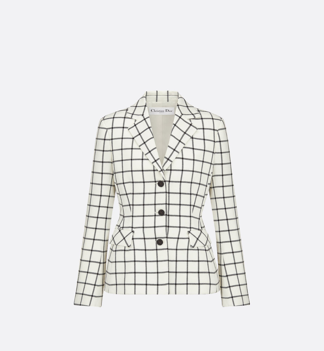 Fitted Jacket White And Black Double Sided Check&