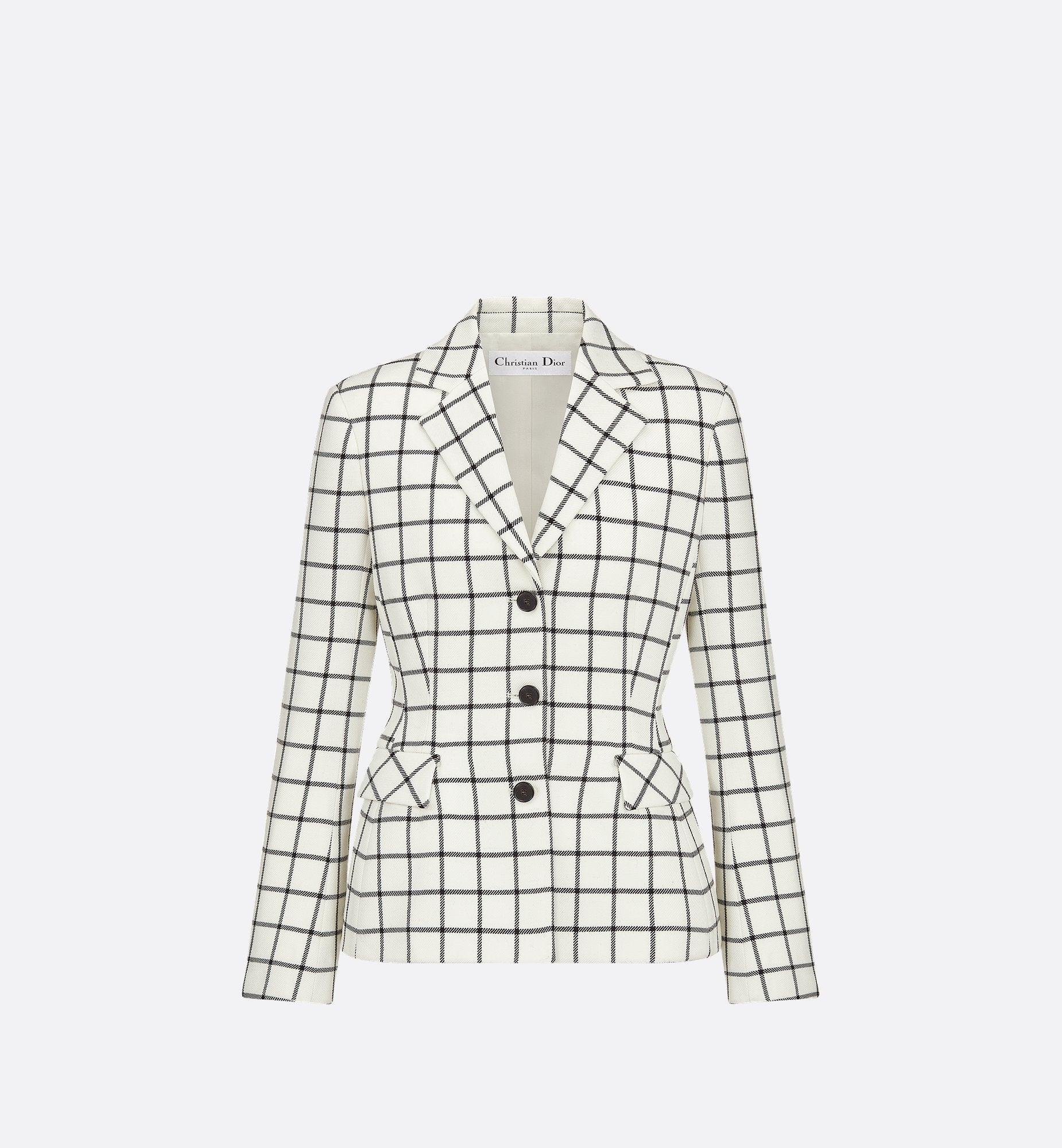 Fitted Jacket White And Black Double Sided Check&