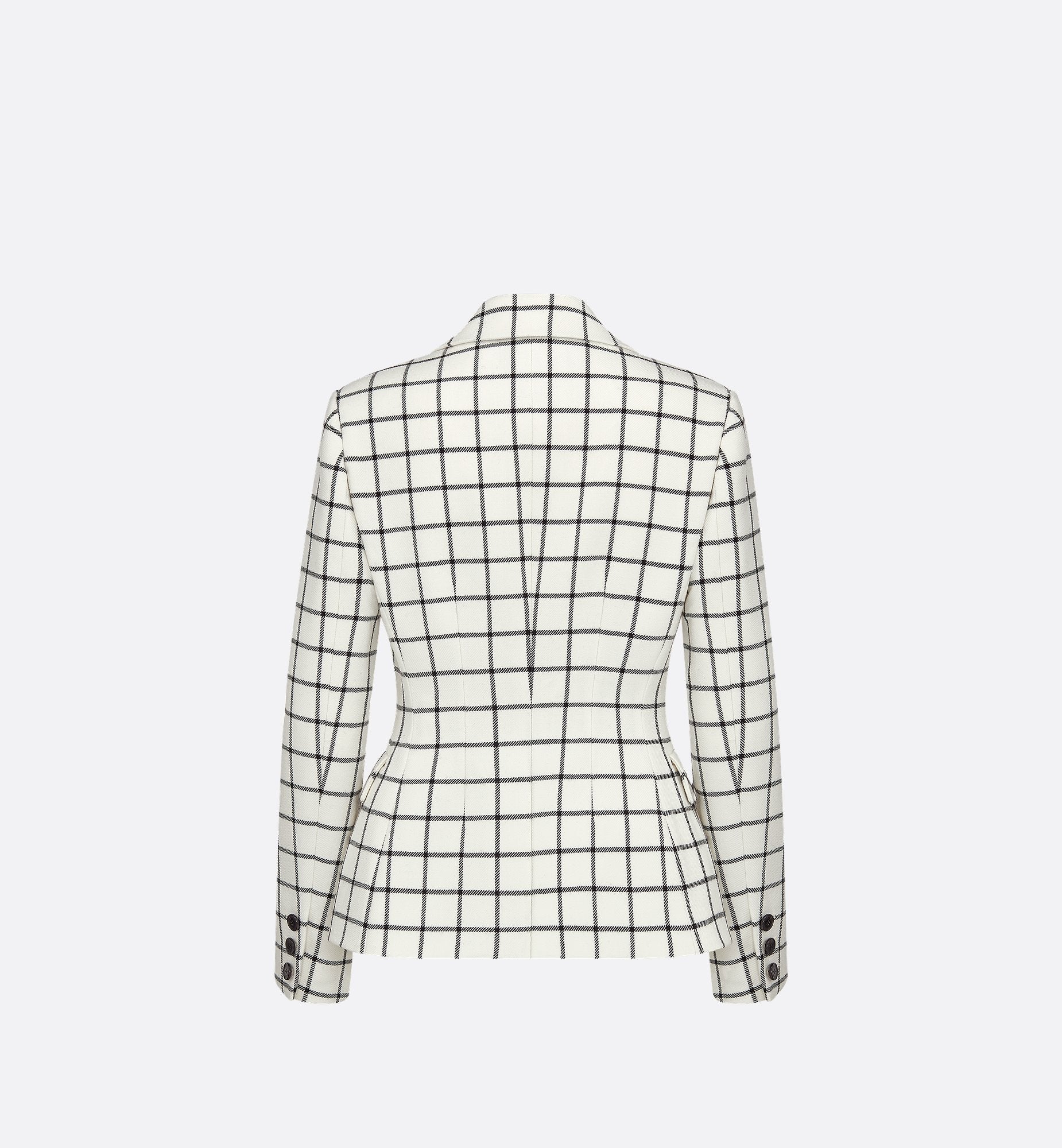 Fitted Jacket White And Black Double Sided Check&