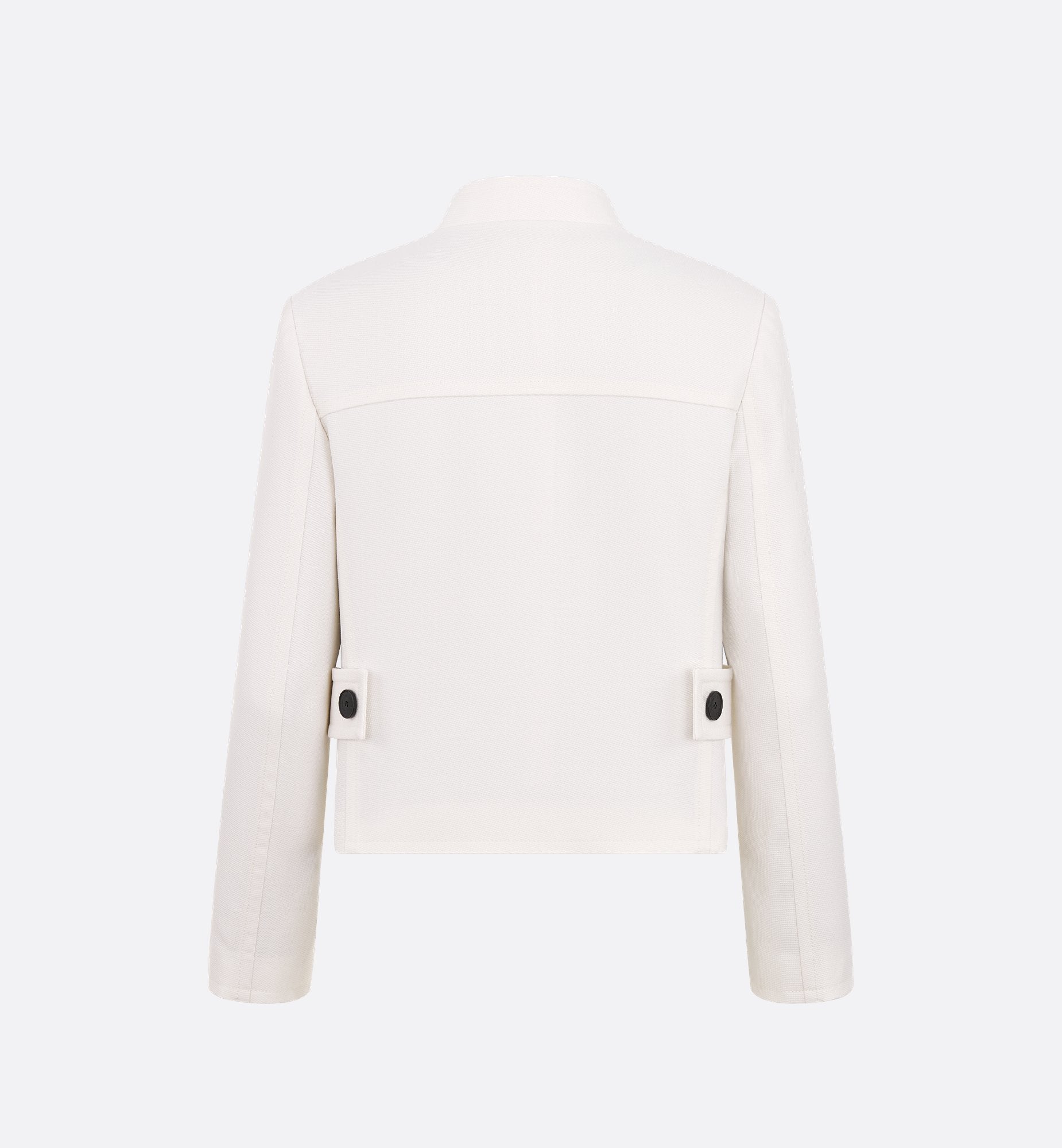 Cropped Jacket With Removable Cannage Vest Ecru Virgin Wool And Silk Grain De Poudre