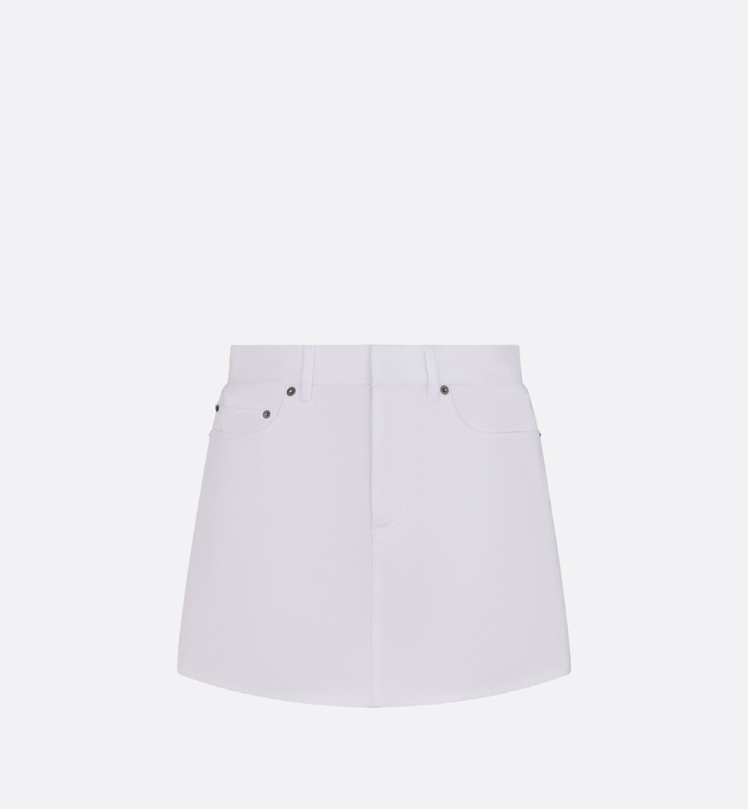 Flared Miniskirt White Cotton Denim With Blue Miss Dior Graffiti Motif