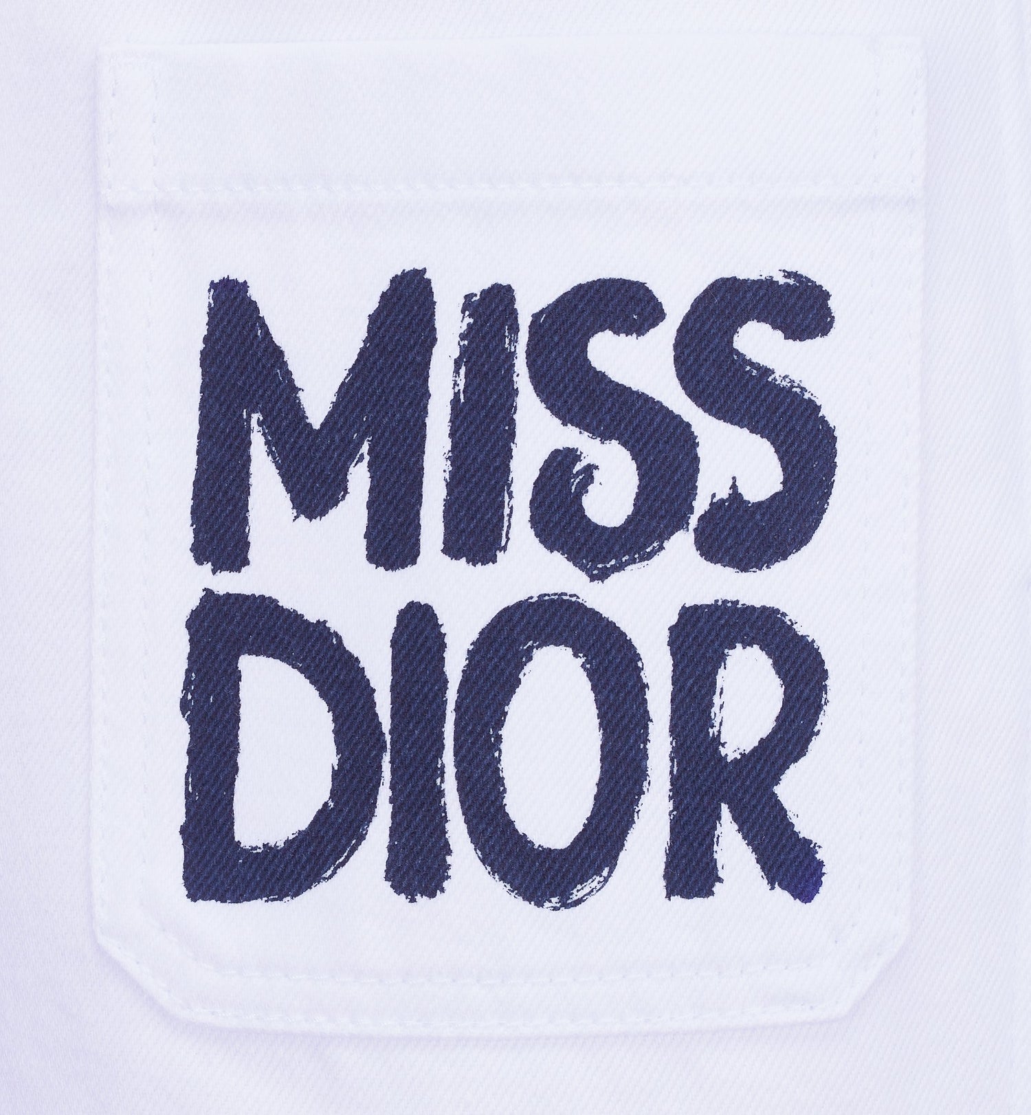 Flared Pants White Cotton Denim With Blue Miss Dior Graffiti Motif