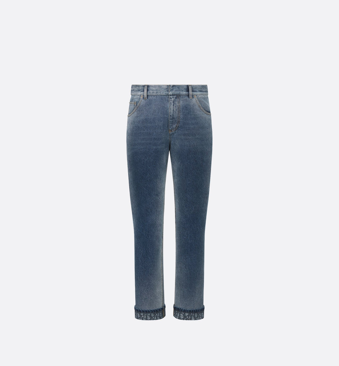 Regular Fit Jeans Blue Stonewashed Cotton Denim With Dior Oblique Interior