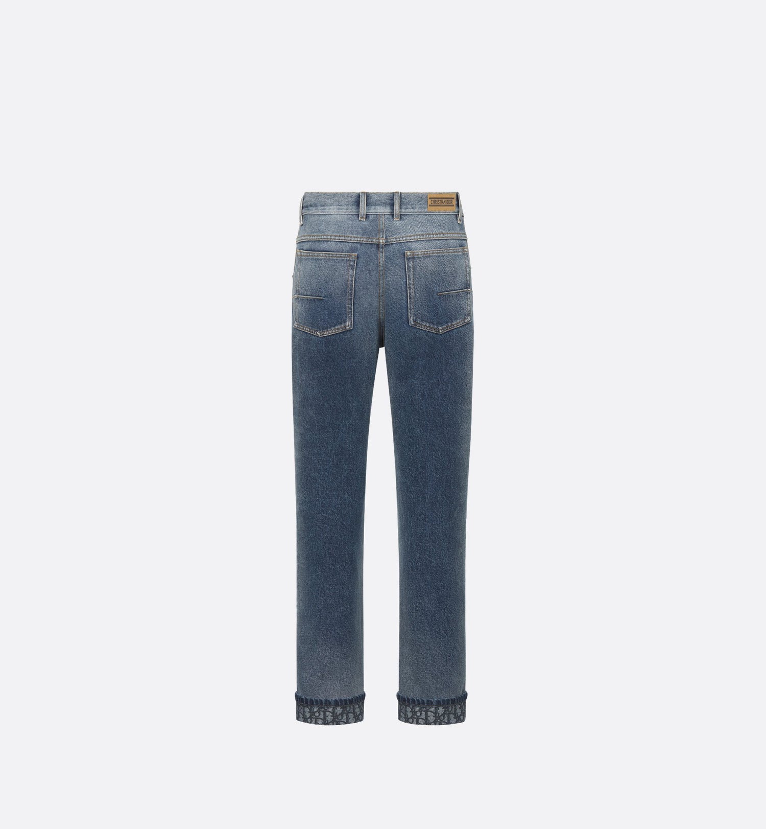 Regular Fit Jeans Blue Stonewashed Cotton Denim With Dior Oblique Interior