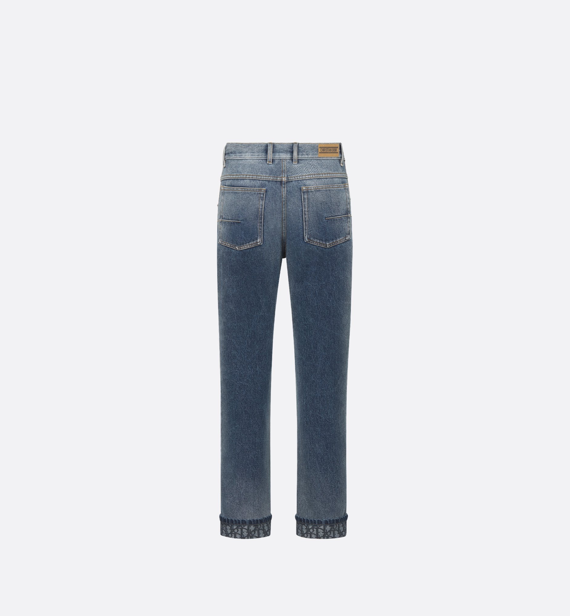 Regular Fit Jeans Blue Stonewashed Cotton Denim With Dior Oblique Interior