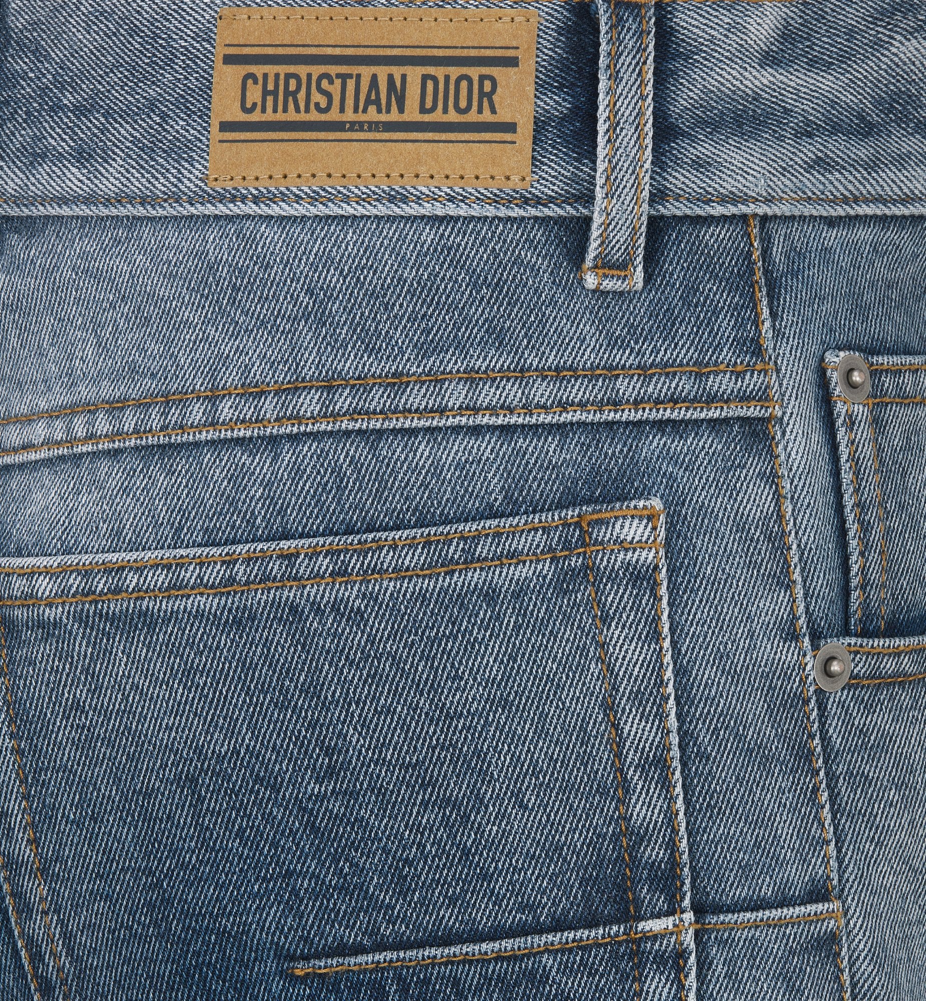 Regular Fit Jeans Blue Stonewashed Cotton Denim With Dior Oblique Interior