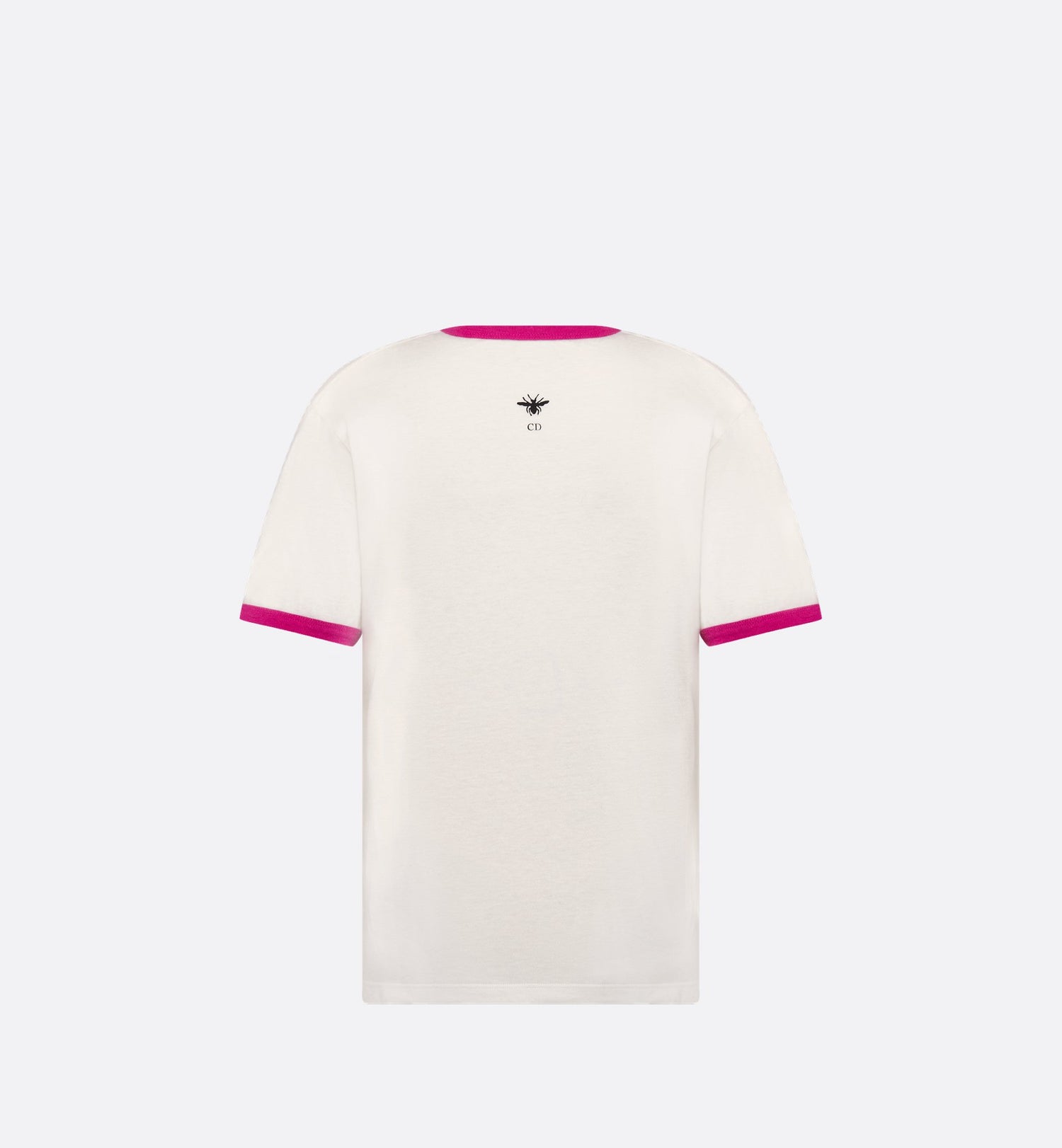 T Shirt White Cotton And Linen Jersey With Fuchsia Miss Dior Graffiti Motif