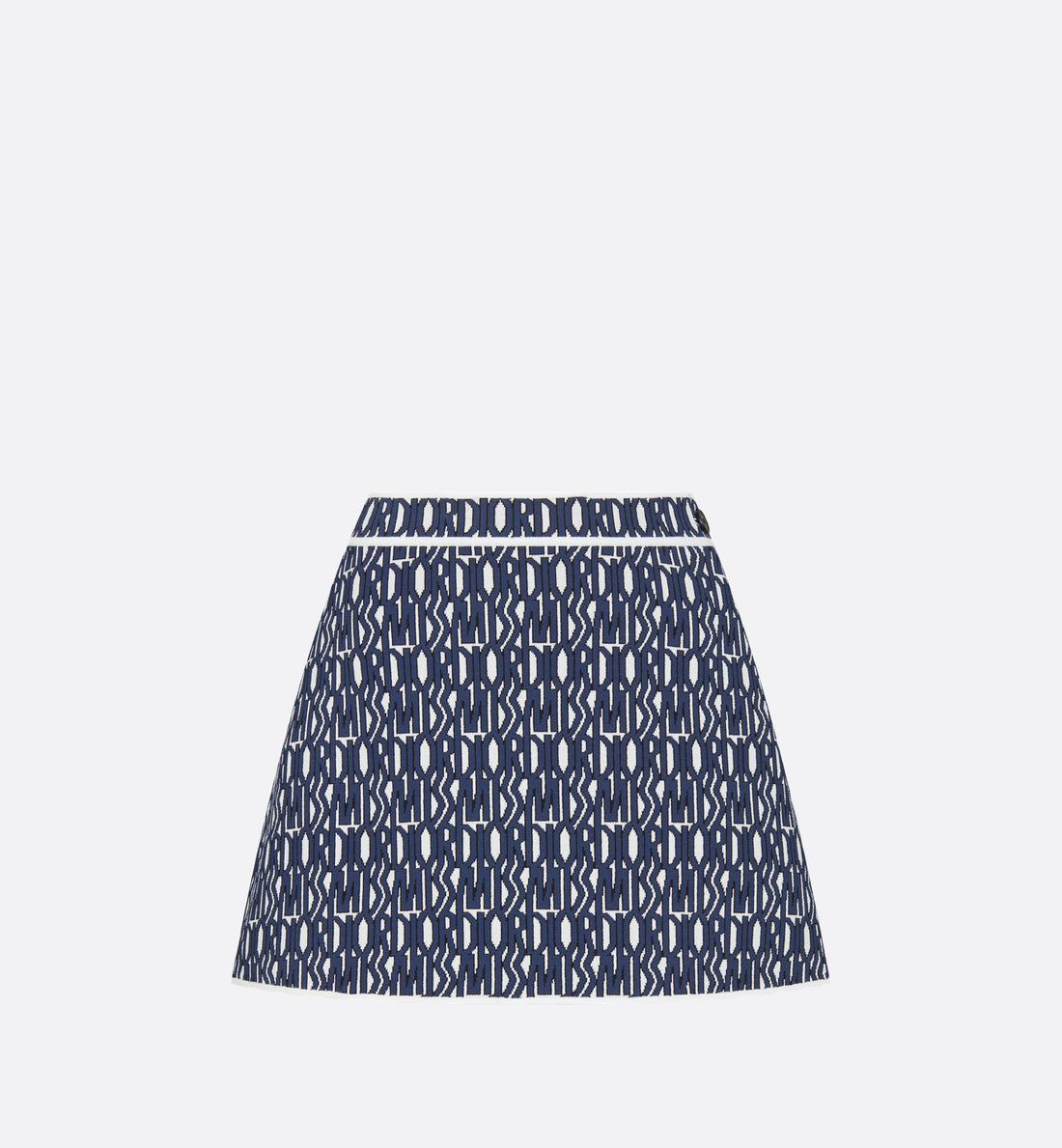 Flared Miniskirt White Technical Knit With Navy Blue Miss Dior Allover Motif