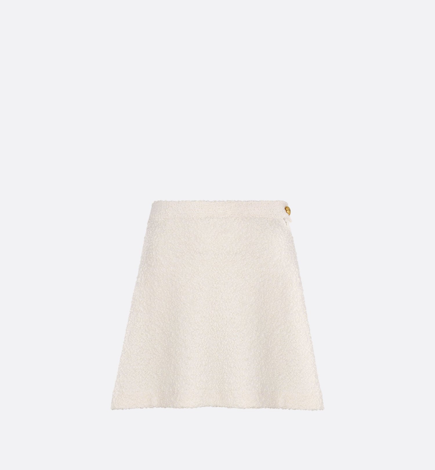 Flared Miniskirt Ecru Cotton And Wool Blend Knit