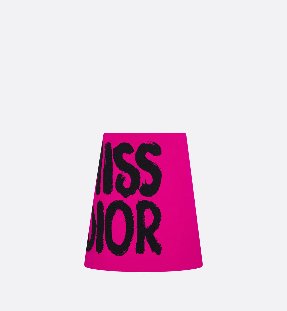 Flared Miniskirt Fuchsia Technical Knit With Black Miss Dior Graffiti Motif